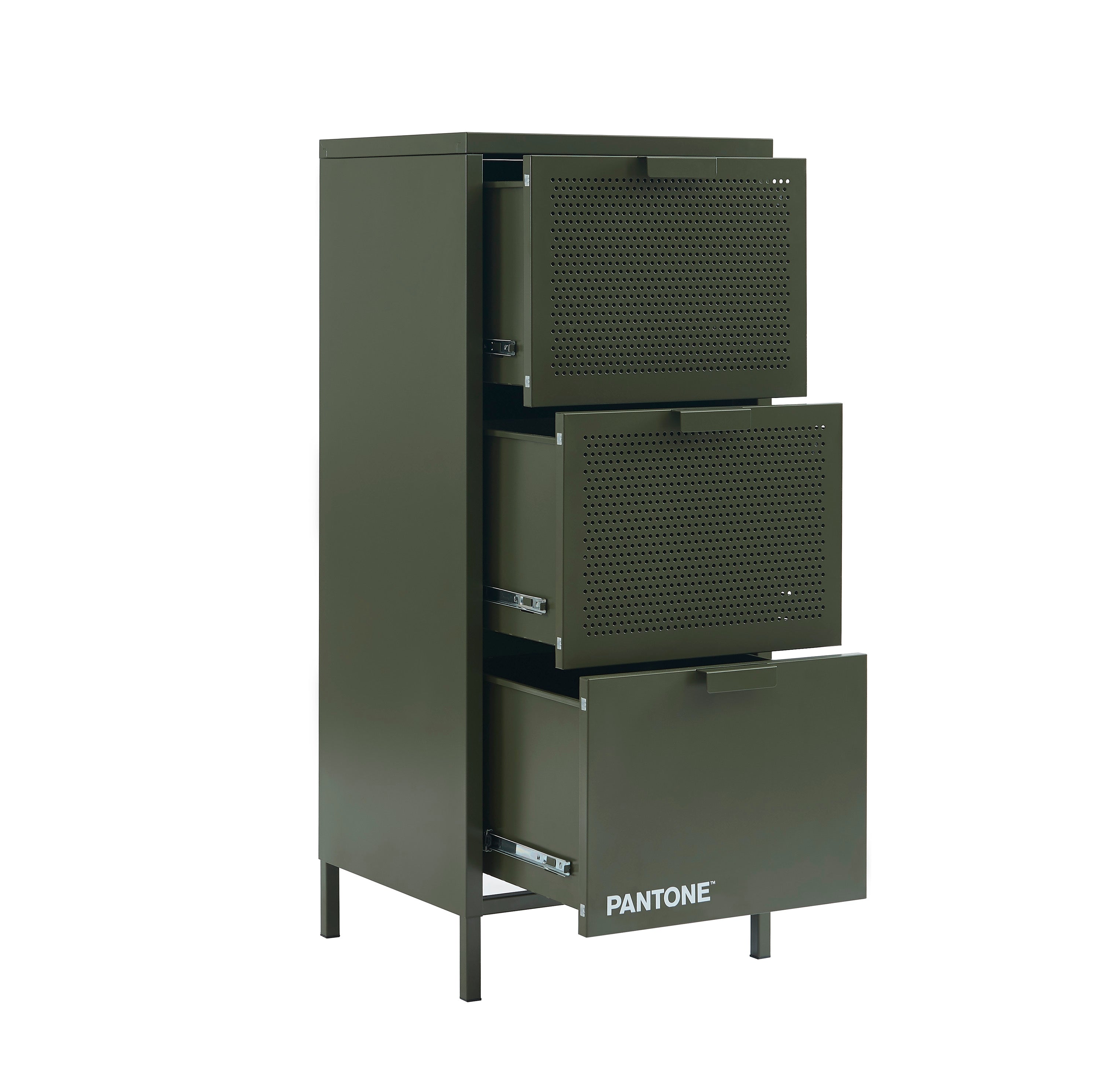 PANTONE® Metal Desk Pedestal with Drawers – Olive green