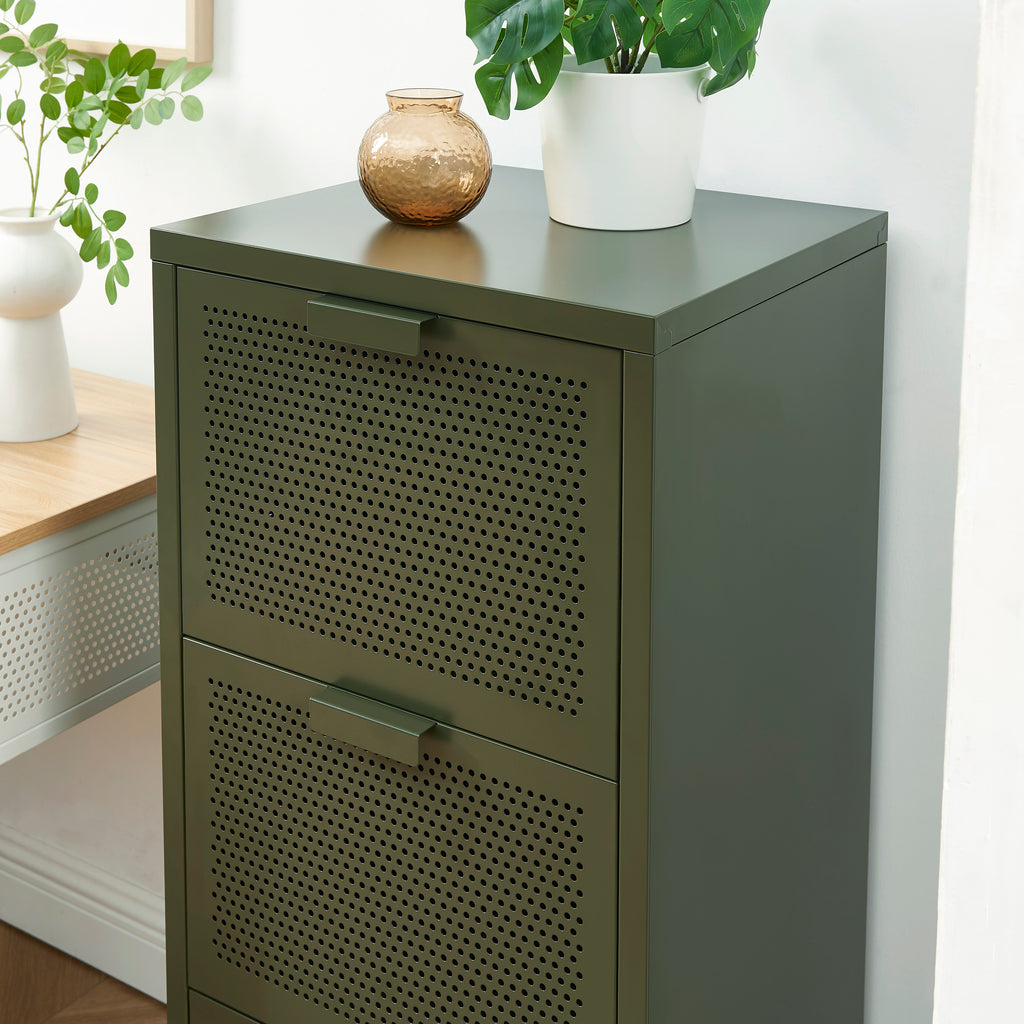 PANTONE® Metal Desk Pedestal with Drawers – Olive green
