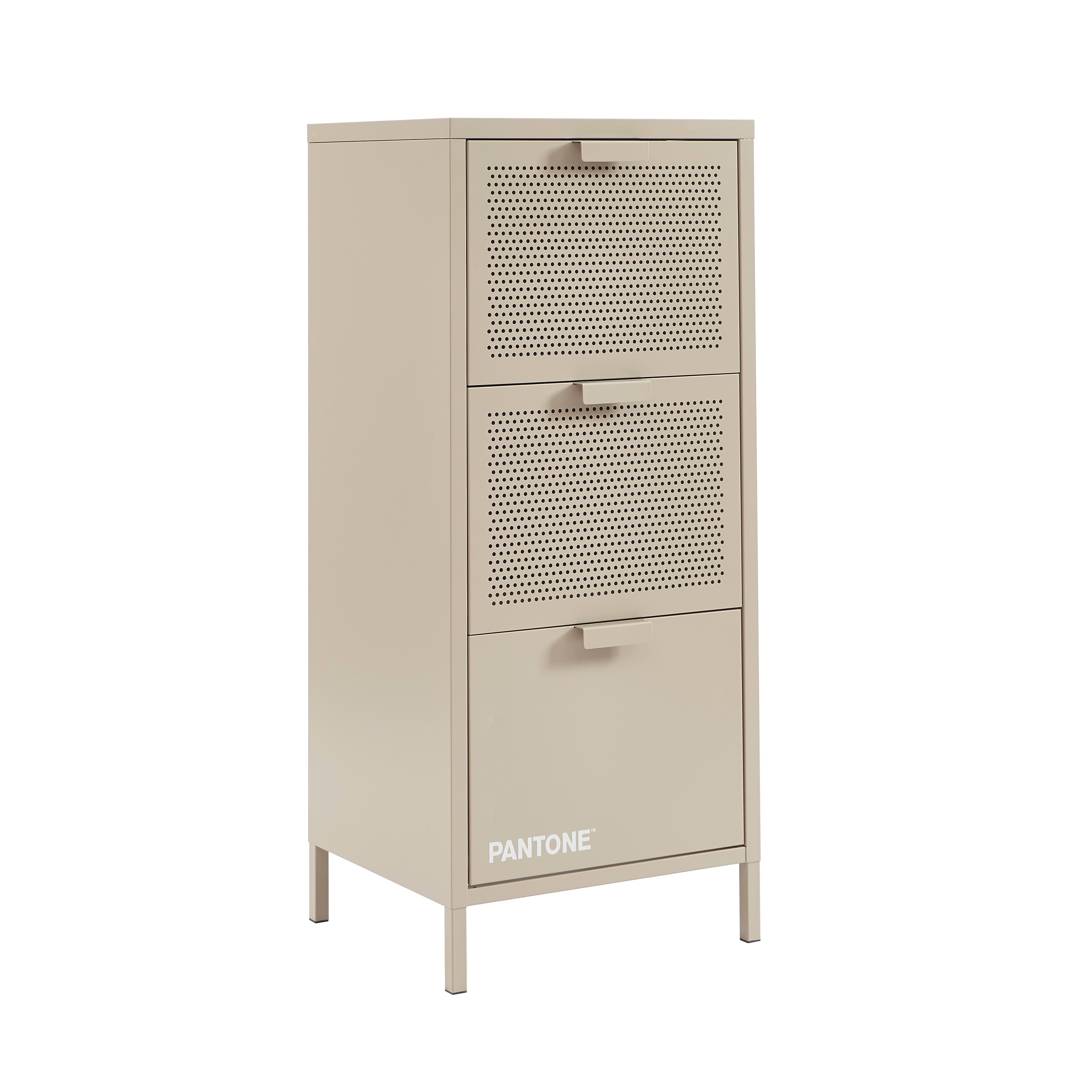 PANTONE® Metal Desk Pedestal with Drawers – Taupe
