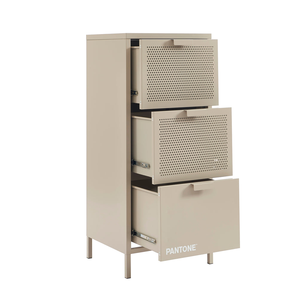 PANTONE® Metal Desk Pedestal with Drawers – Taupe