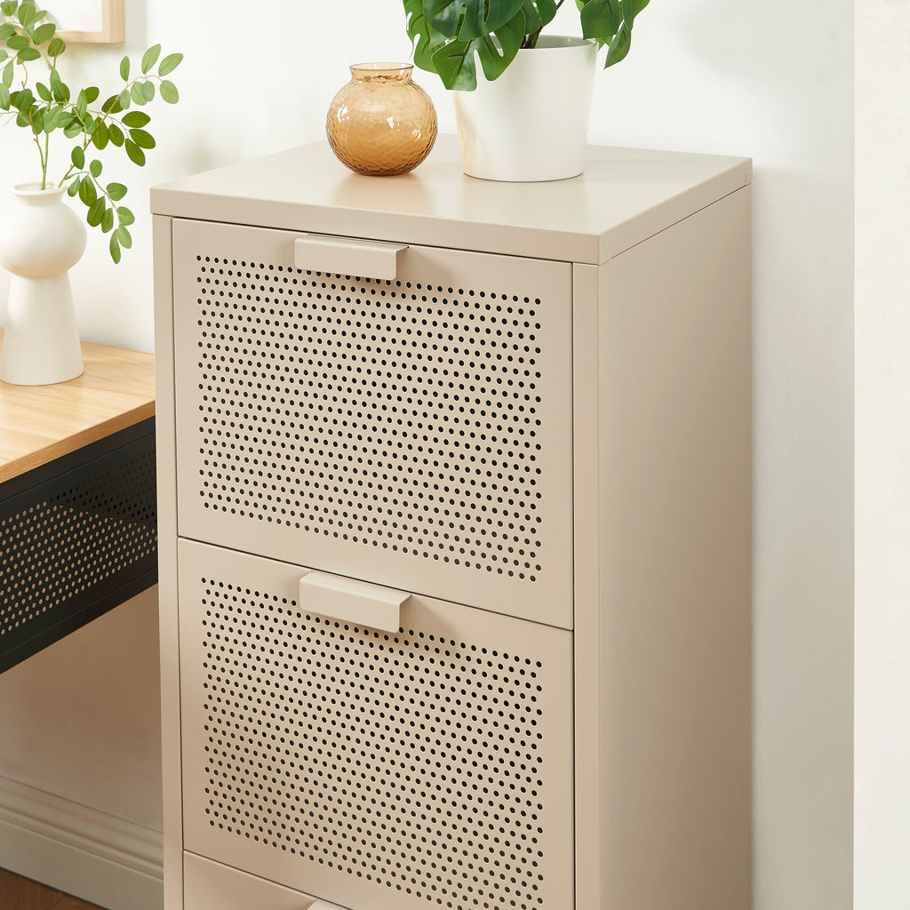 PANTONE® Metal Desk Pedestal with Drawers – Taupe