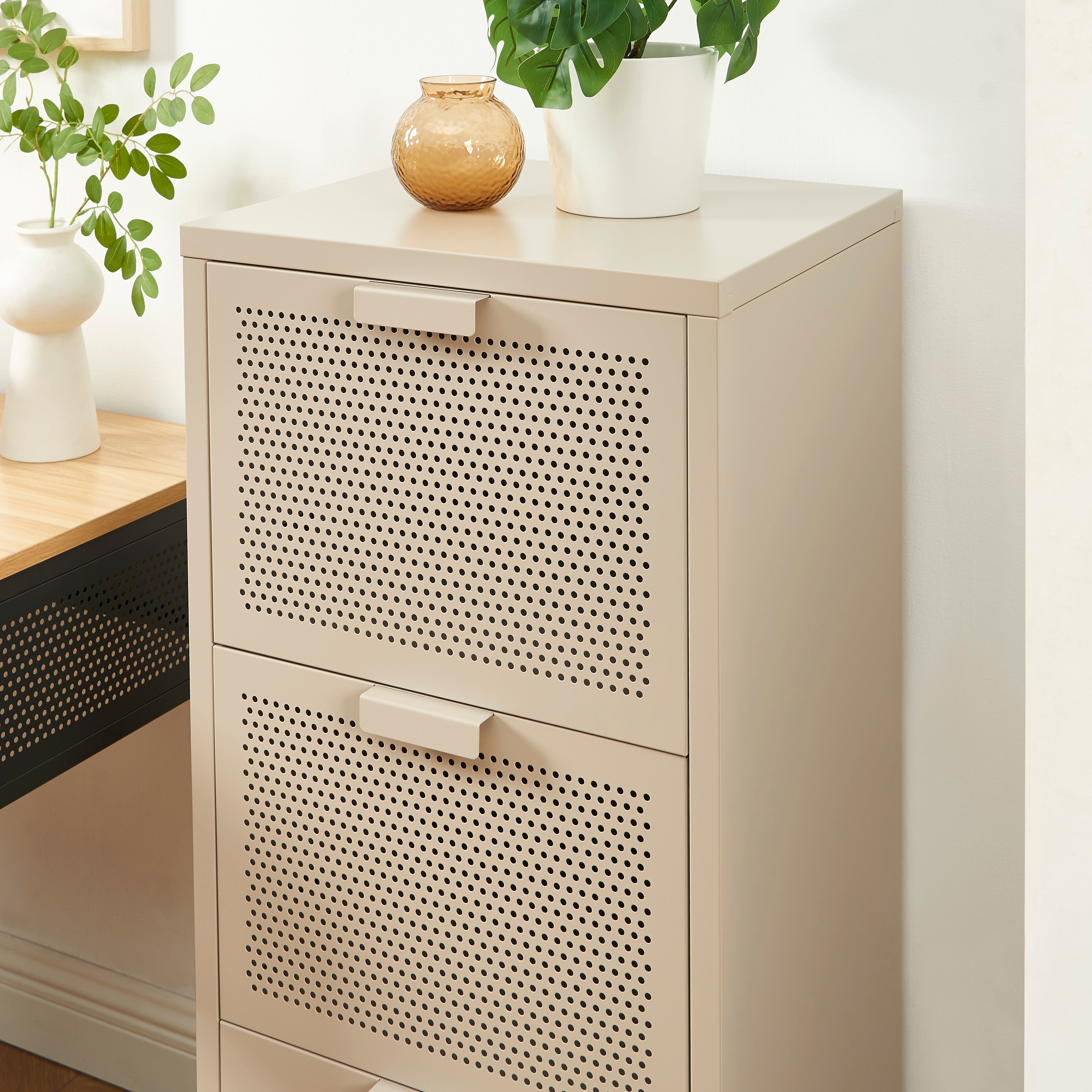 PANTONE® Metal Desk Pedestal with Drawers – Taupe