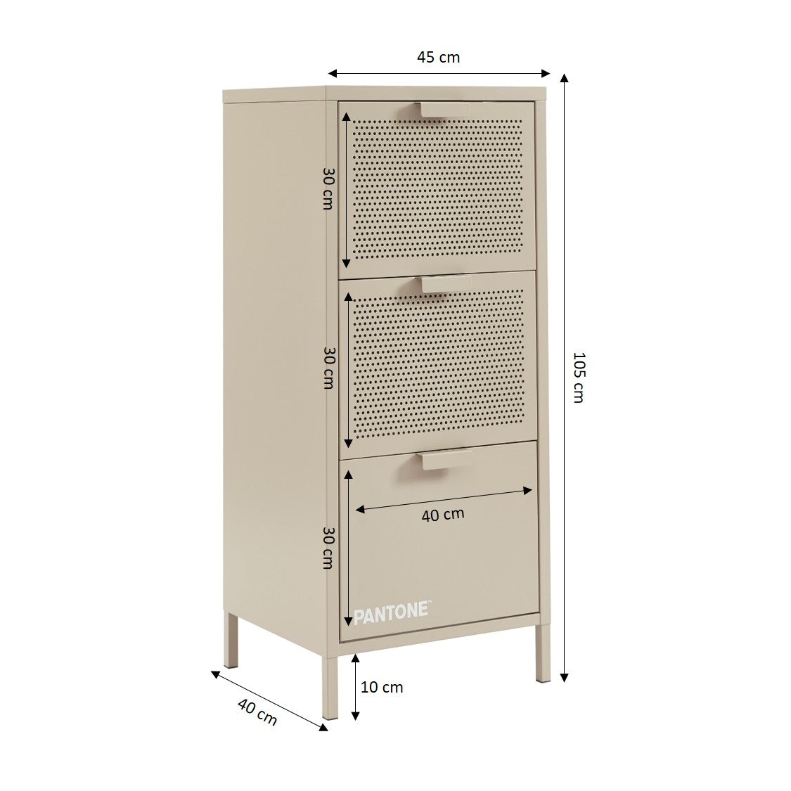 PANTONE® Metal Desk Pedestal with Drawers – Taupe