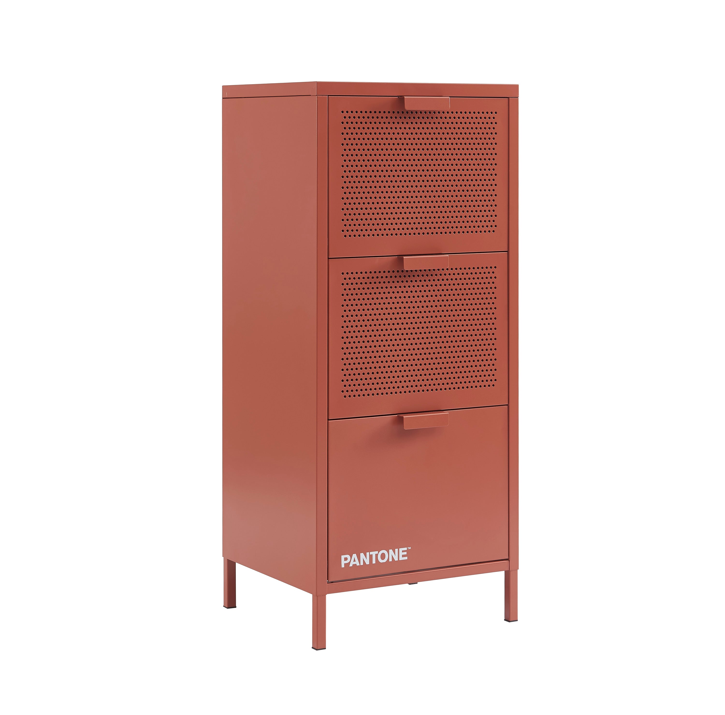 PANTONE® Metal Desk Pedestal with Drawers – Terracotta