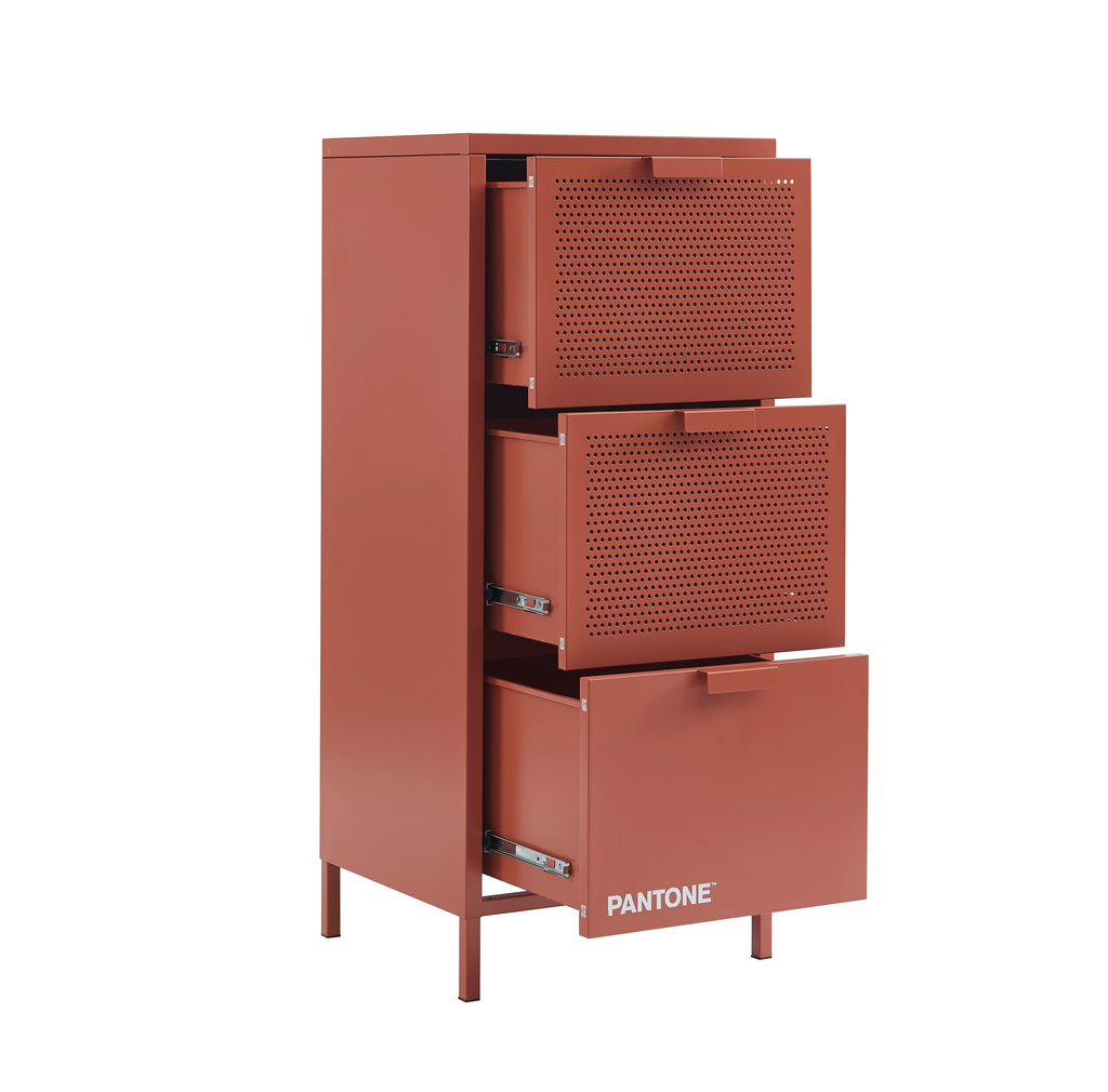 PANTONE® Metal Desk Pedestal with Drawers – Terracotta