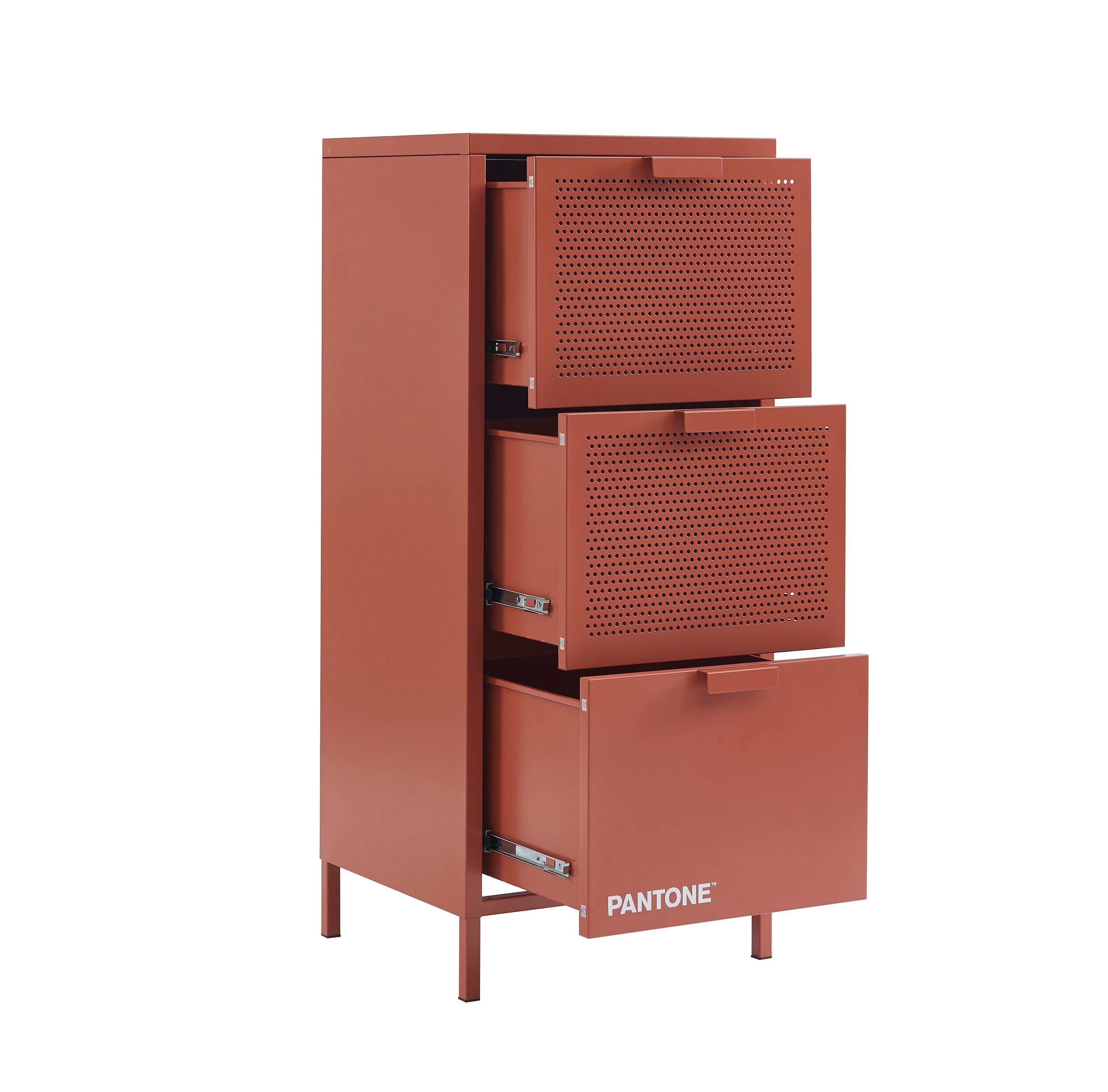 PANTONE® Metal Desk Pedestal with Drawers – Terracotta