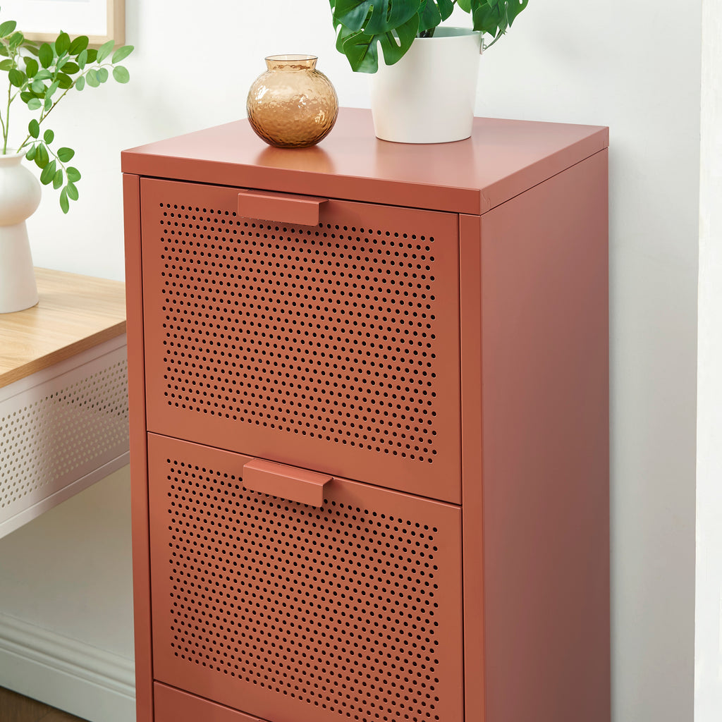 PANTONE® Metal Desk Pedestal with Drawers – Terracotta