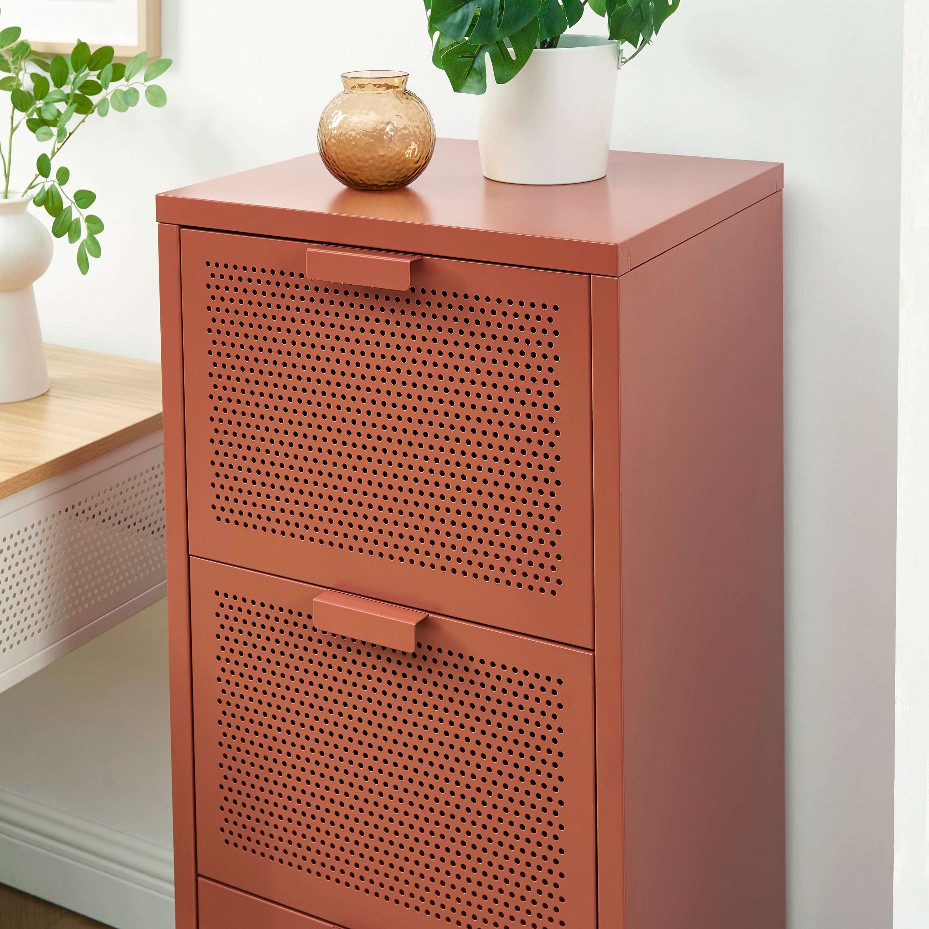 PANTONE® Metal Desk Pedestal with Drawers – Terracotta