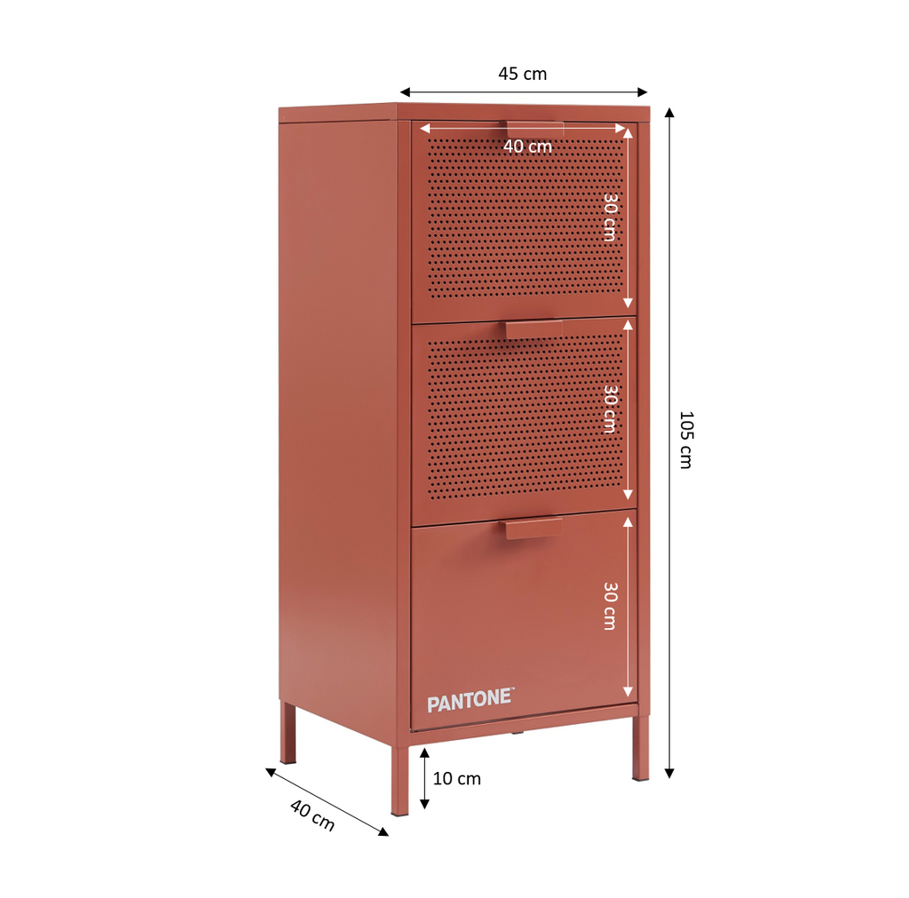 PANTONE® Metal Desk Pedestal with Drawers – Terracotta