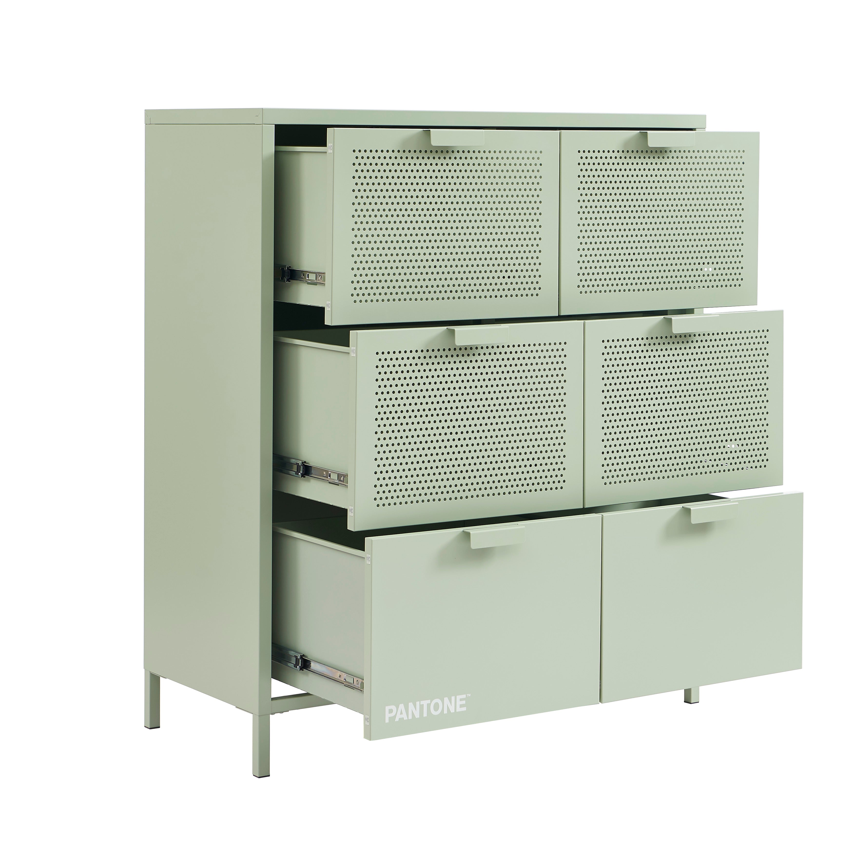 PANTONE® Metal Large Chest of Drawers – Almond green
