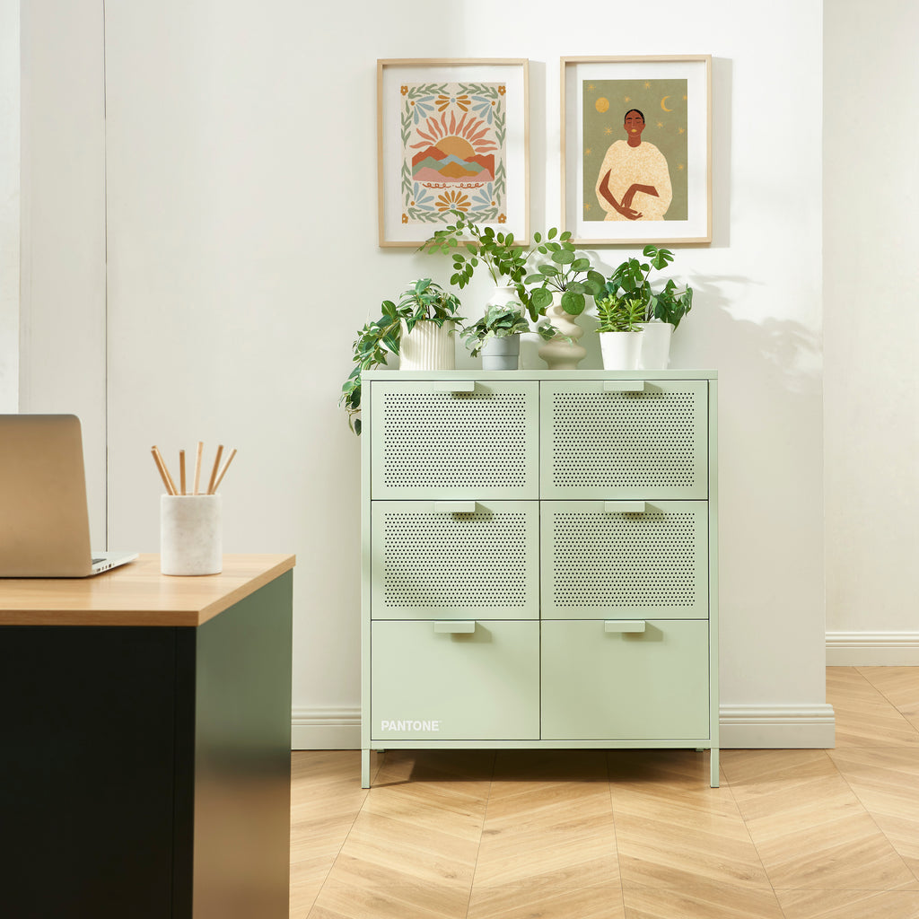 PANTONE® Metal Large Chest of Drawers – Almond green