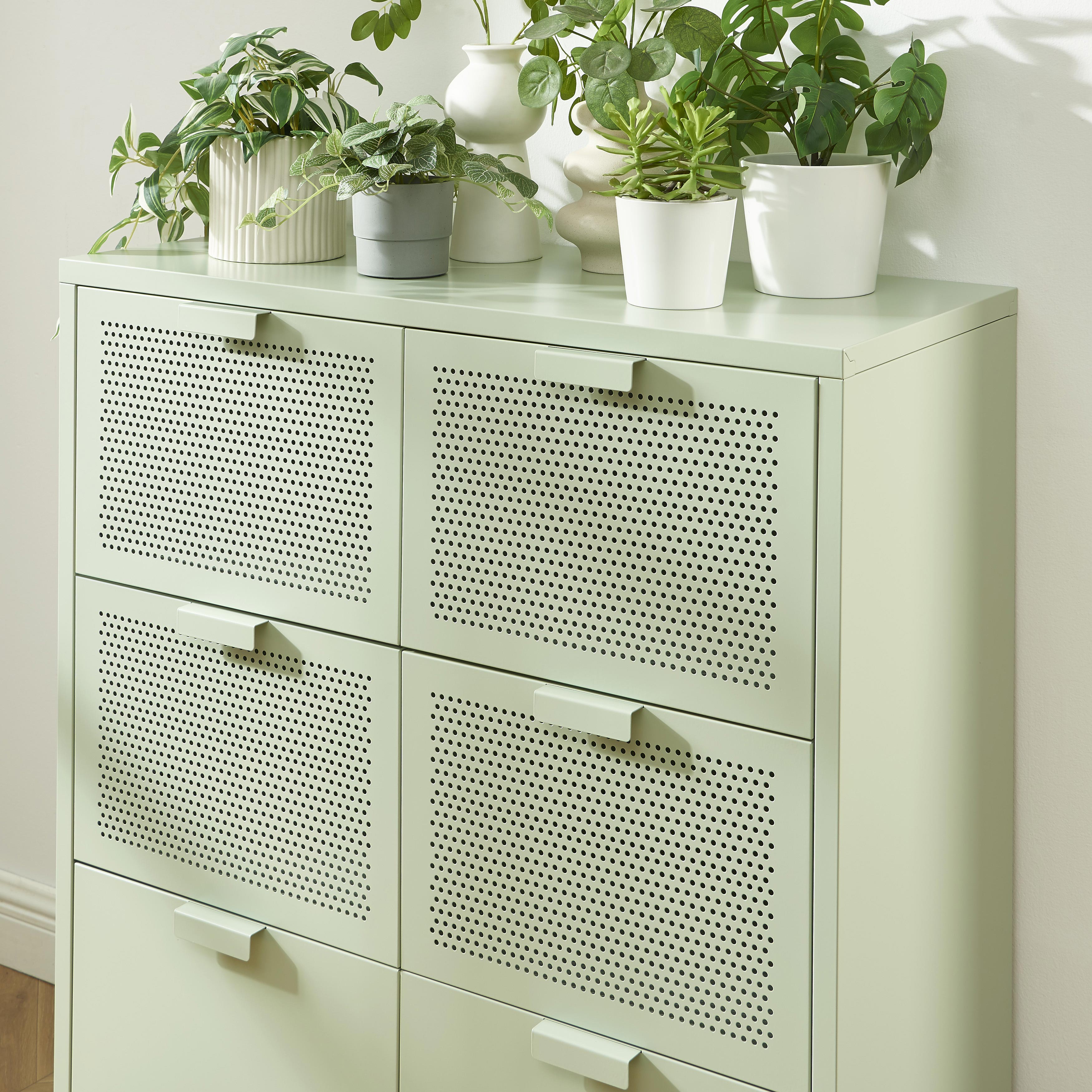PANTONE® Metal Large Chest of Drawers – Almond green