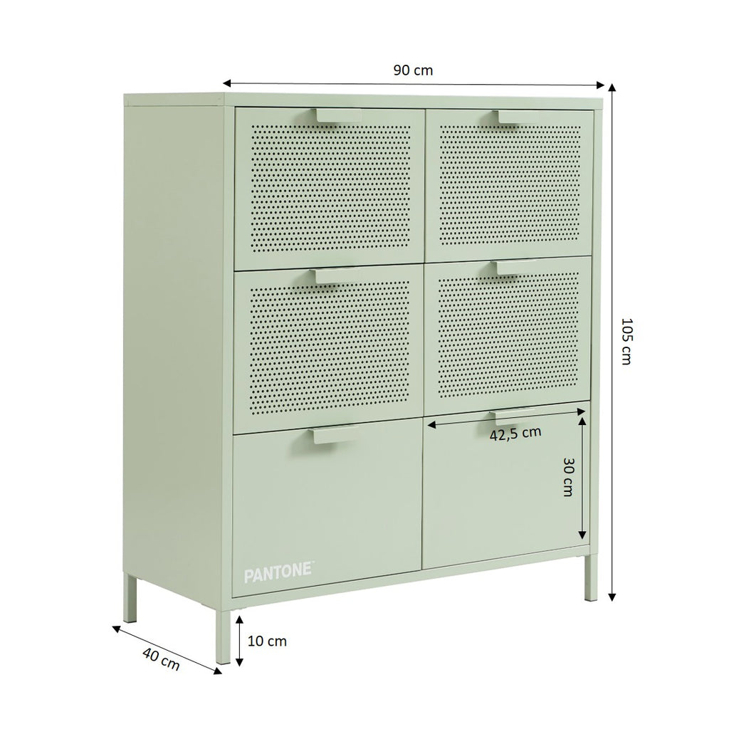 PANTONE® Metal Large Chest of Drawers – Almond green