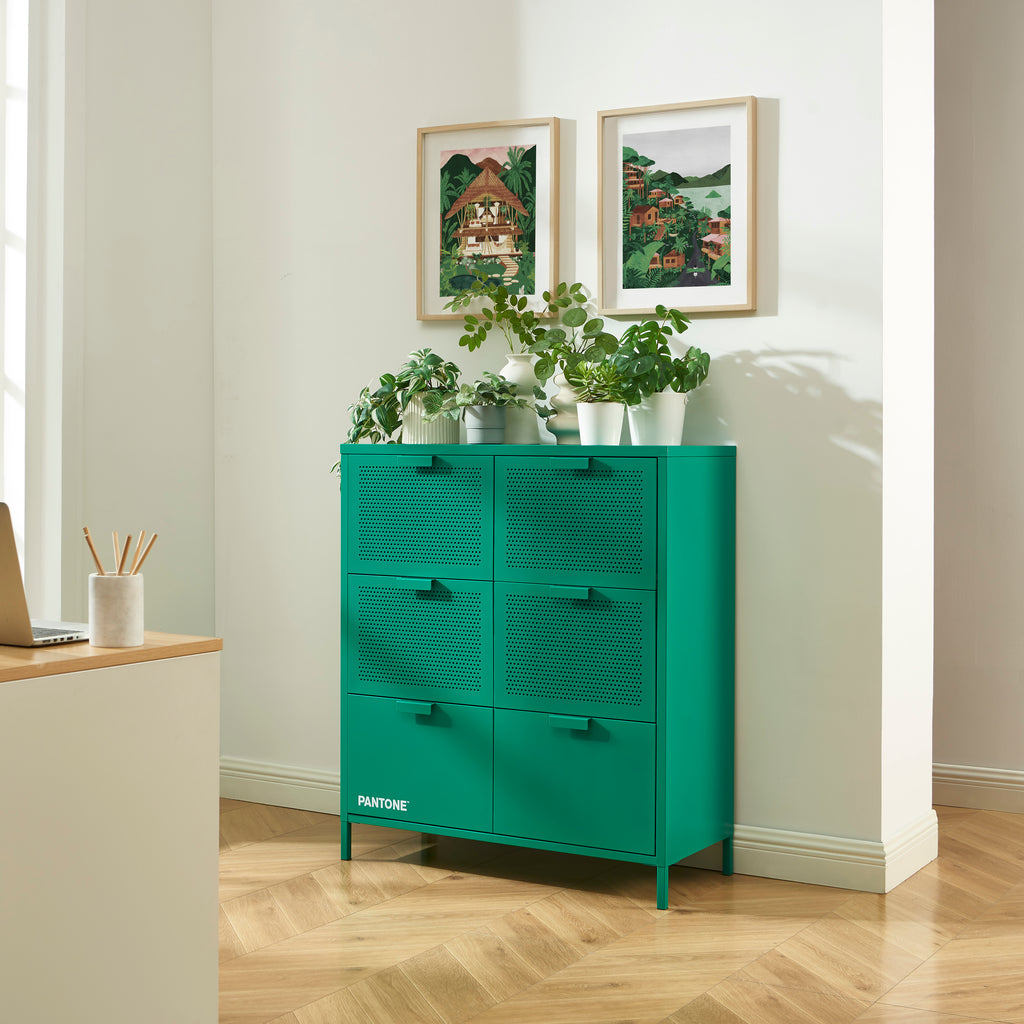 PANTONE® Metal Large Chest of Drawers – Emerald green