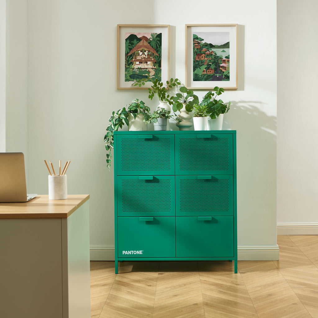 PANTONE® Metal Large Chest of Drawers – Emerald green