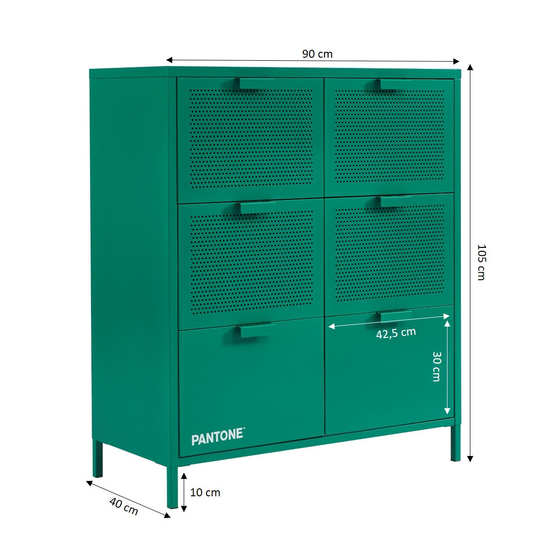 PANTONE® Metal Large Chest of Drawers – Emerald green