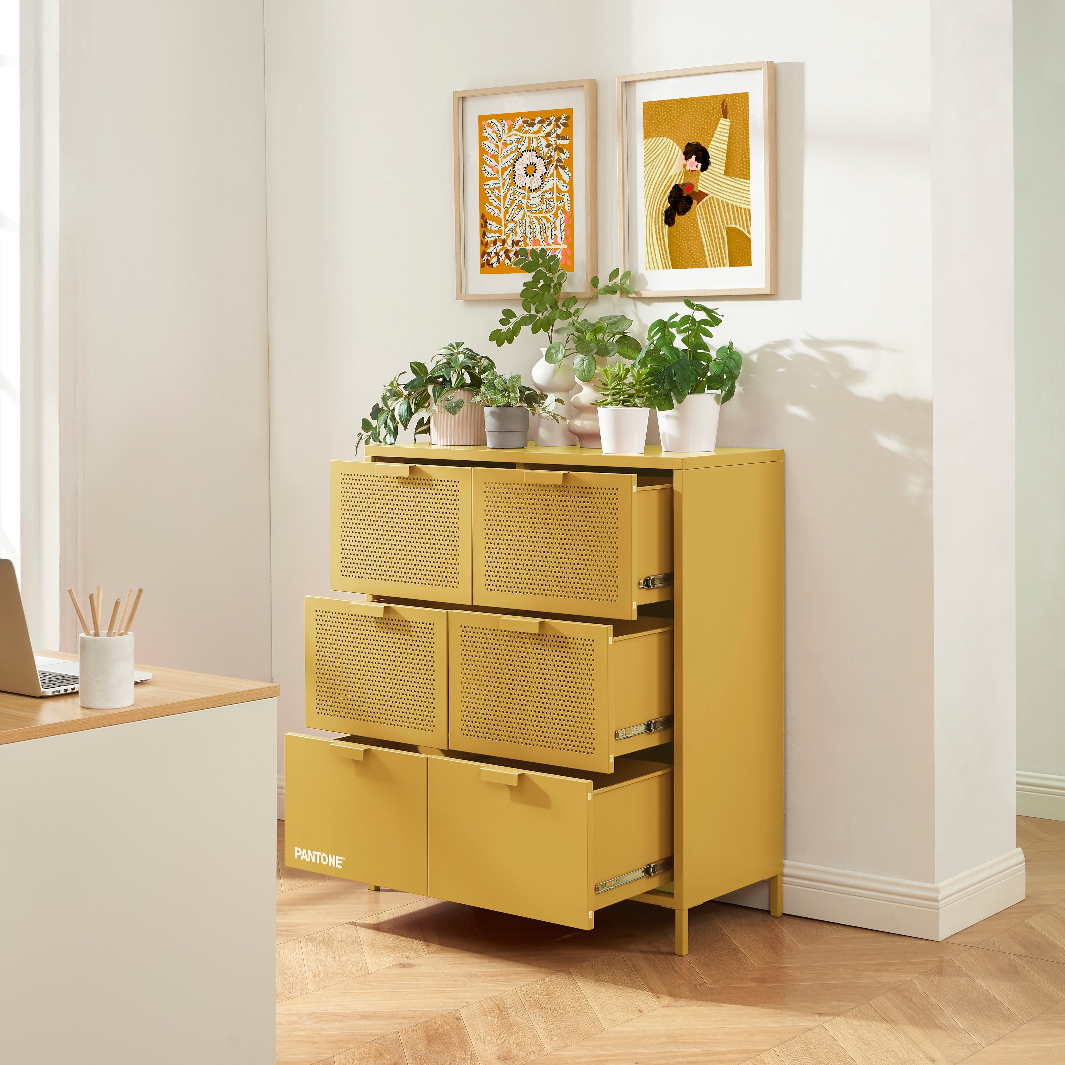 PANTONE® Metal Large Chest of Drawers – Mustard