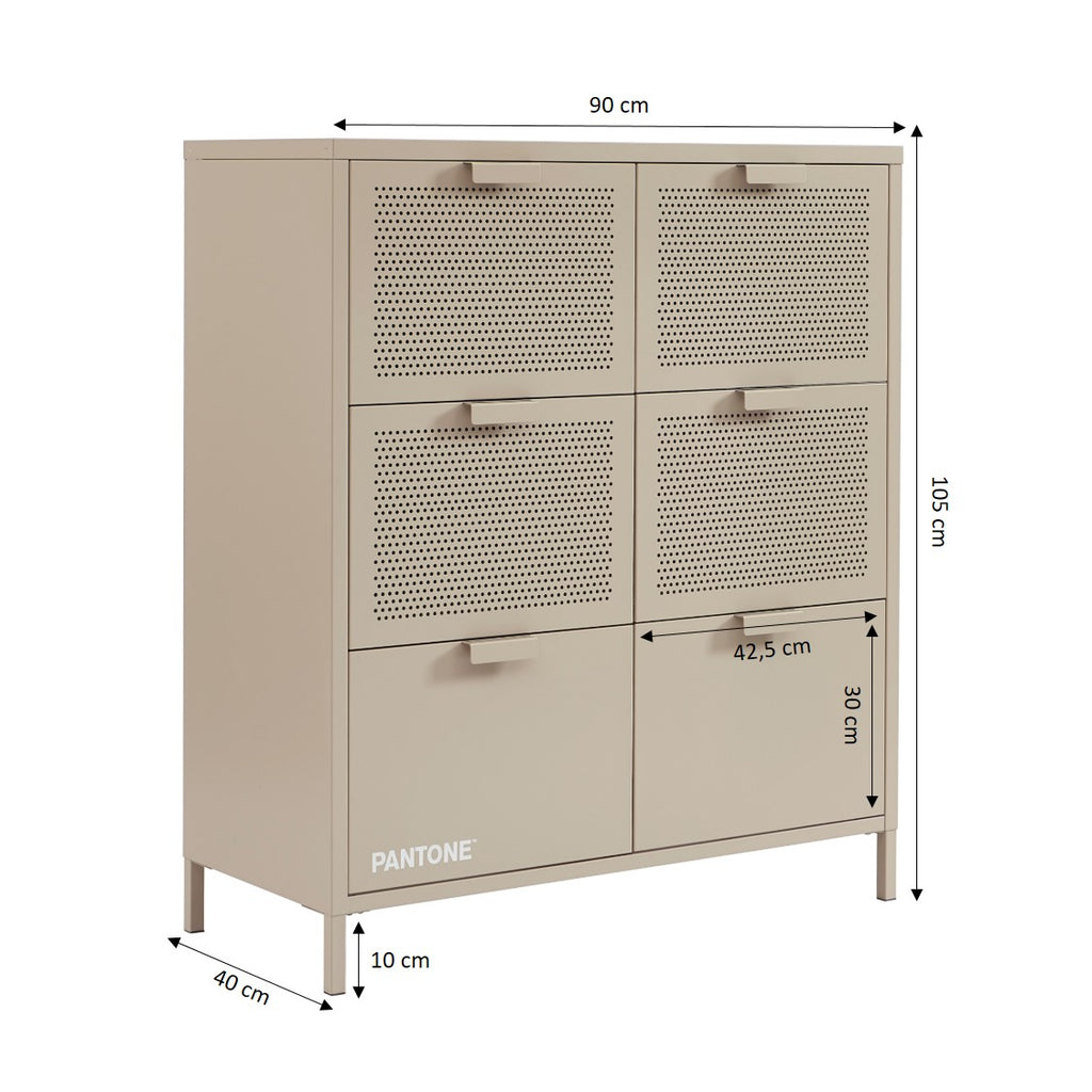 PANTONE® Metal Large Chest of Drawers – Taupe