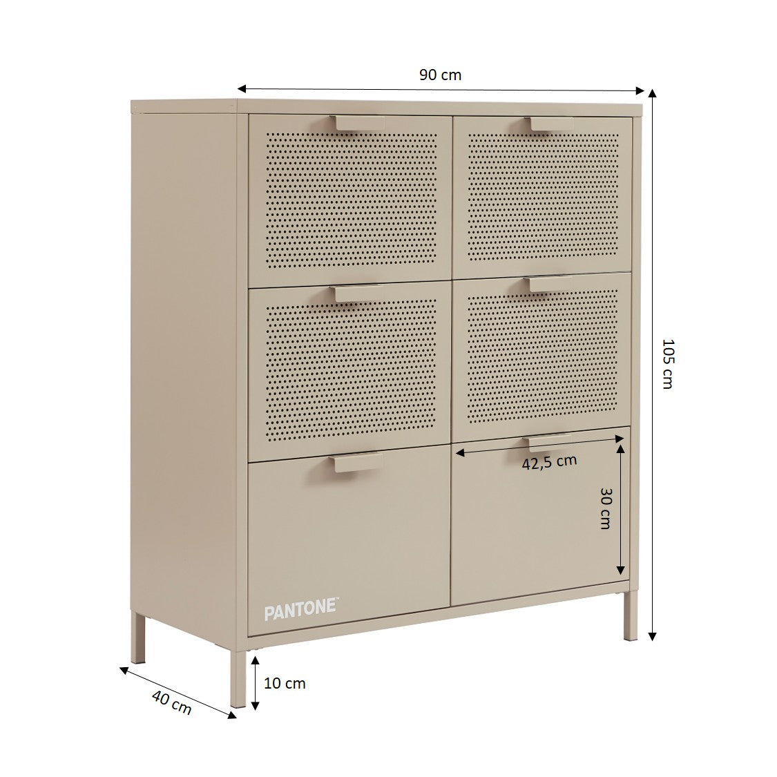 PANTONE® Metal Large Chest of Drawers – Taupe