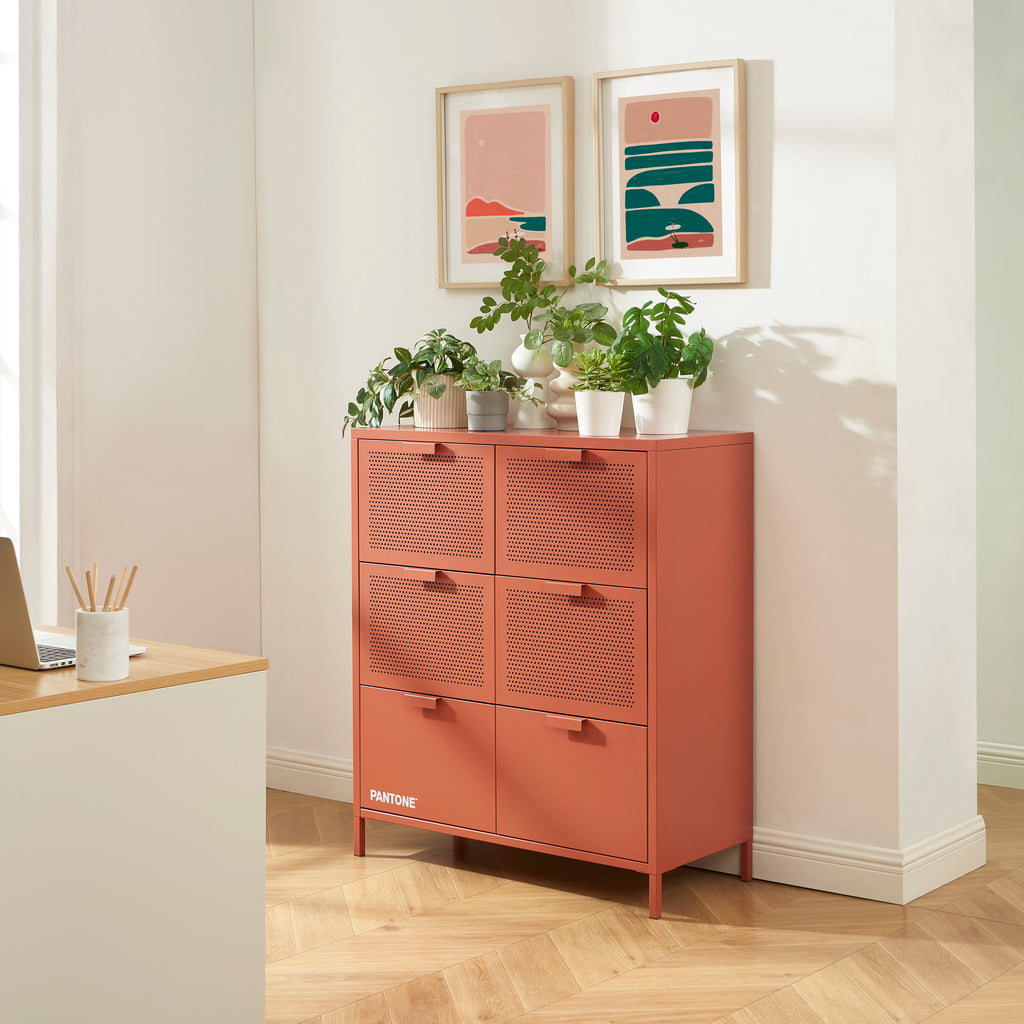 PANTONE® Metal Large Chest of Drawers – Terracotta
