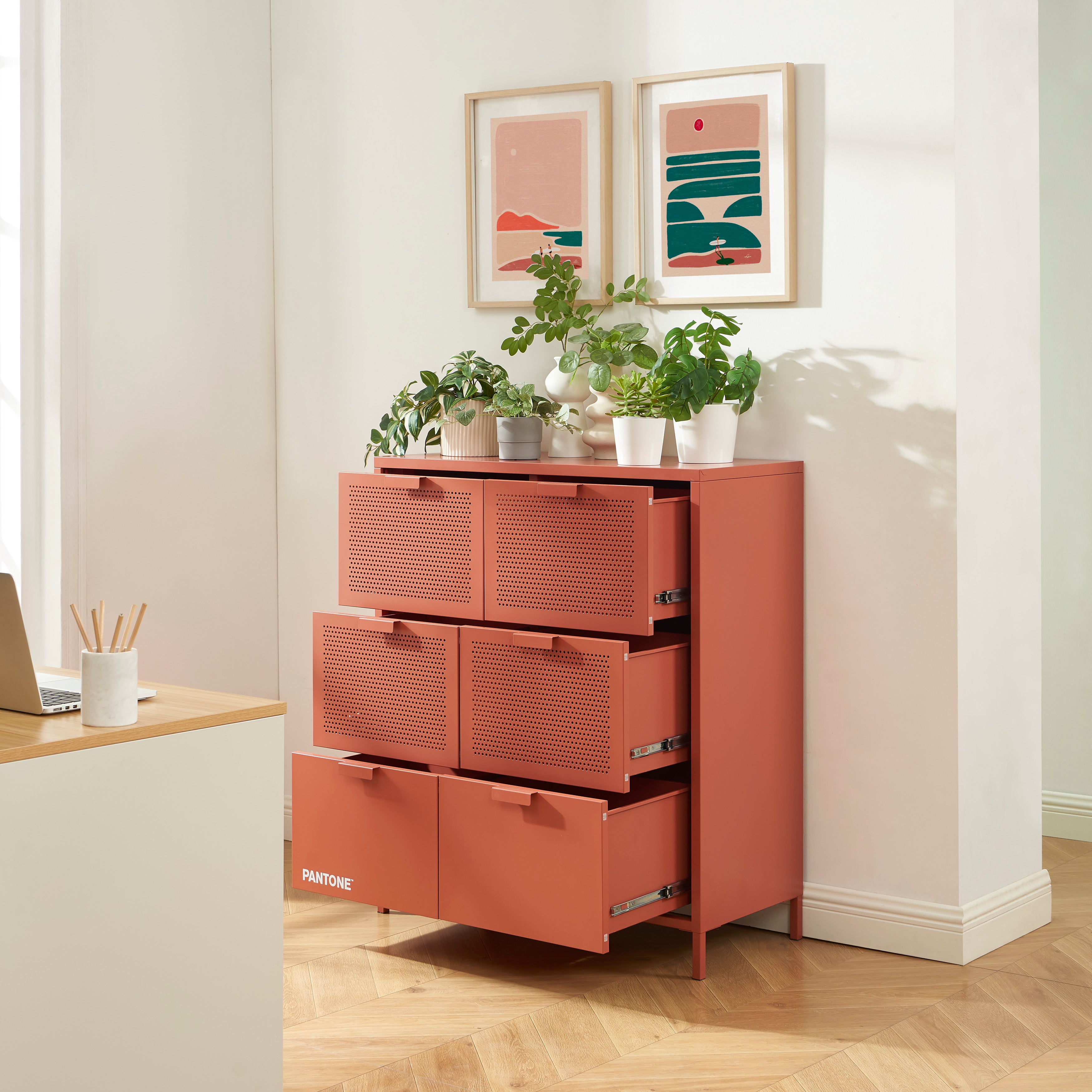 PANTONE® Metal Large Chest of Drawers – Terracotta
