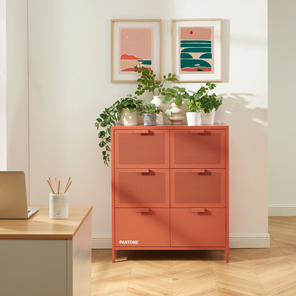 PANTONE® Metal Large Chest of Drawers – Terracotta