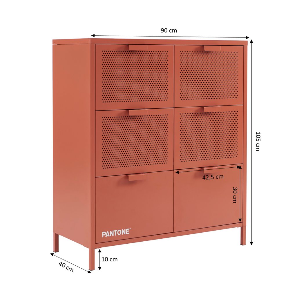 PANTONE® Metal Large Chest of Drawers – Terracotta