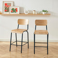 PANTONE® Set of 2 Bar Chairs with Ash Veneer Seat and Metal Legs – Midnight blue