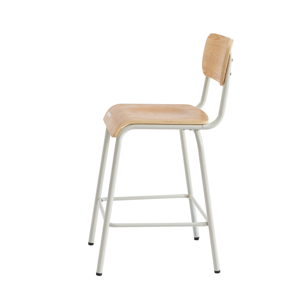 PANTONE® Set of 2 Bar Chairs with Ash Veneer Seat and Metal Legs – Sand