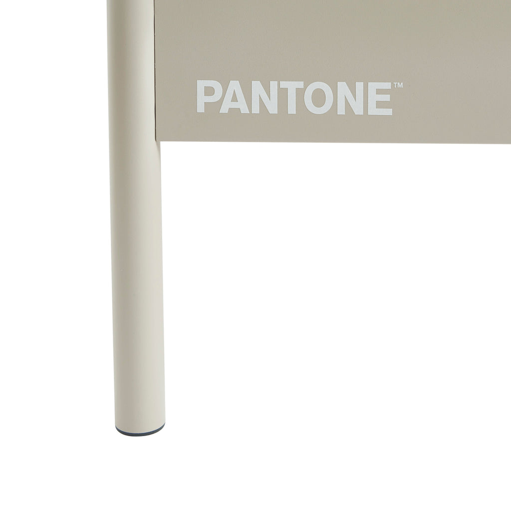 PANTONE® Metal Bed with Integrated Headboard and Slatted Base – Sand