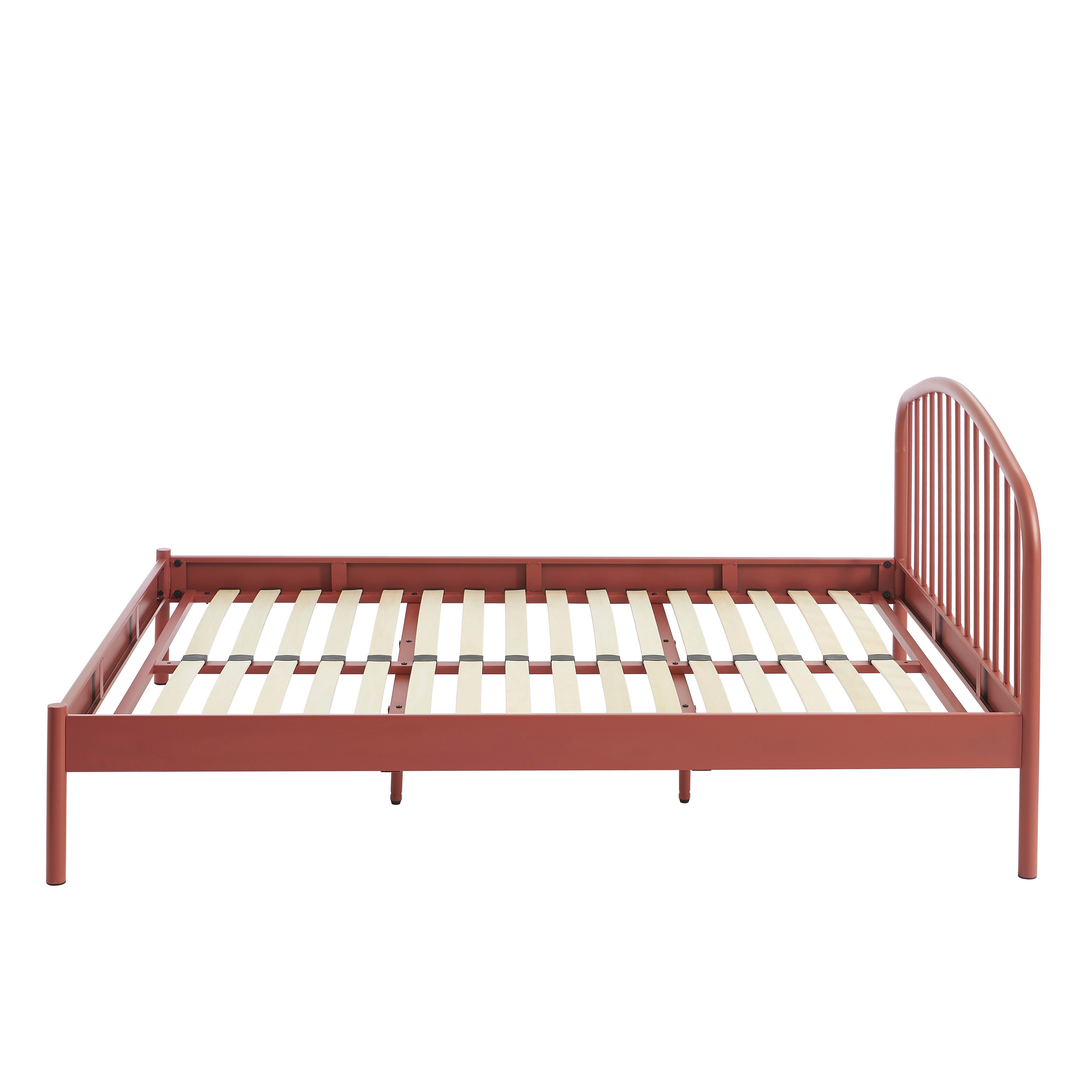 PANTONE® Metal Bed with Integrated Headboard and Slatted Base – Terracotta