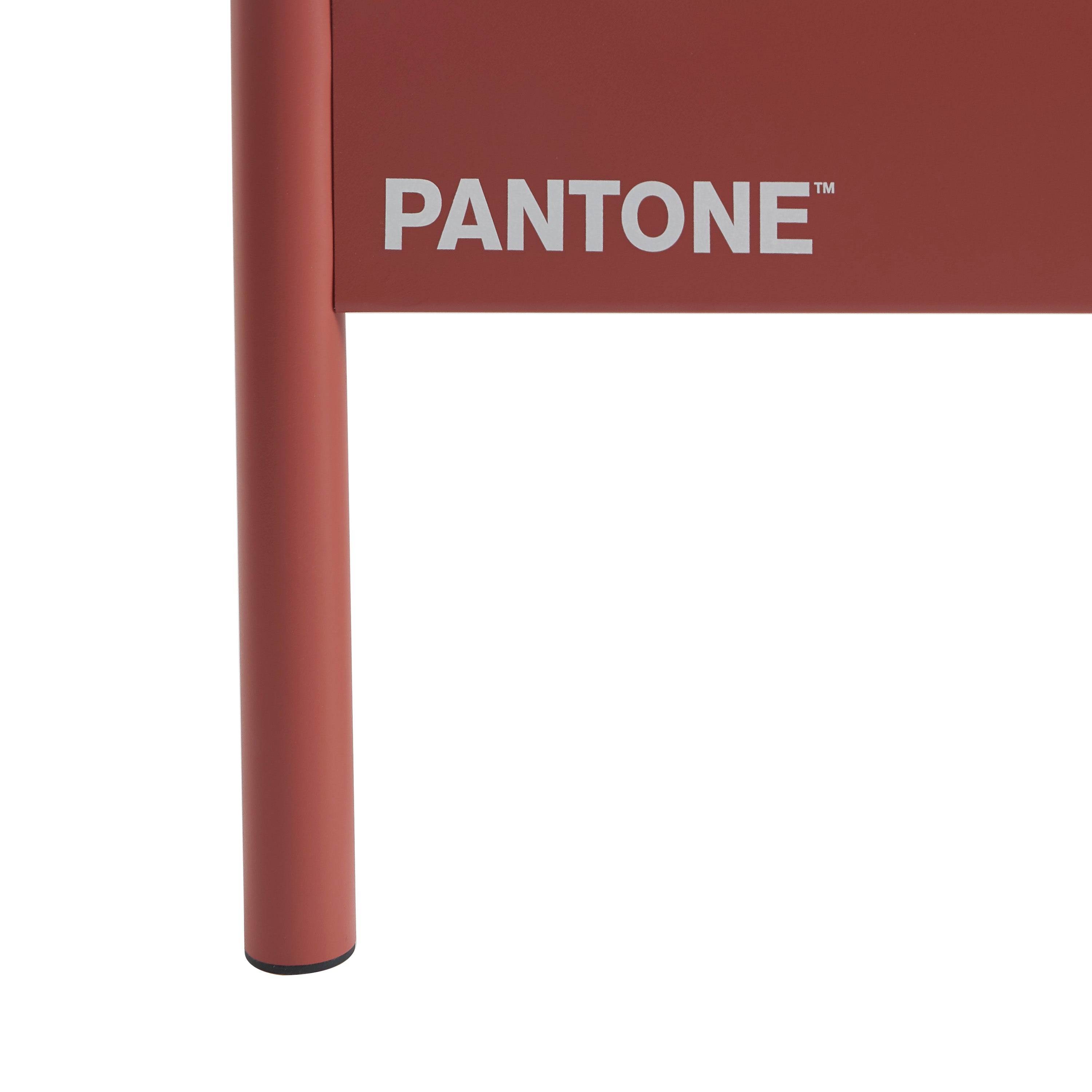 PANTONE® Metal Bed with Integrated Headboard and Slatted Base – Terracotta