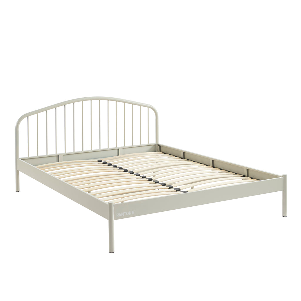 PANTONE® Metal Bed with Integrated Headboard and Slatted Base – Sand