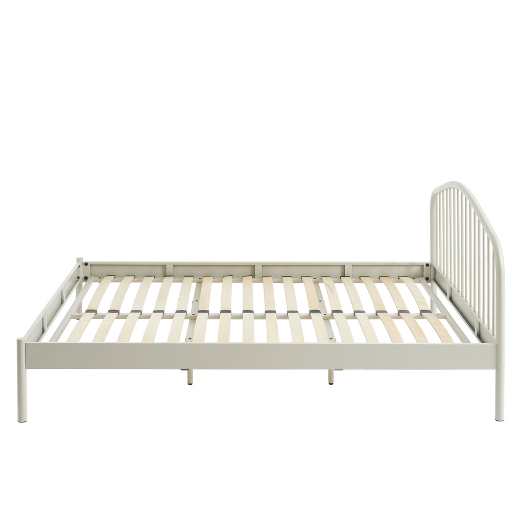 PANTONE® Metal Bed with Integrated Headboard and Slatted Base – Sand
