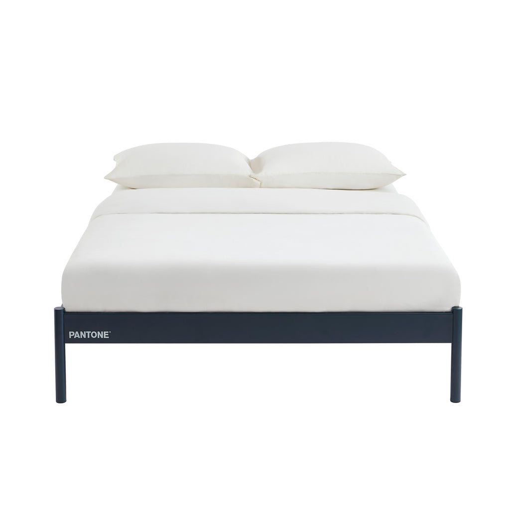 PANTONE® Metal Bed with Slatted Base – Midnight blue