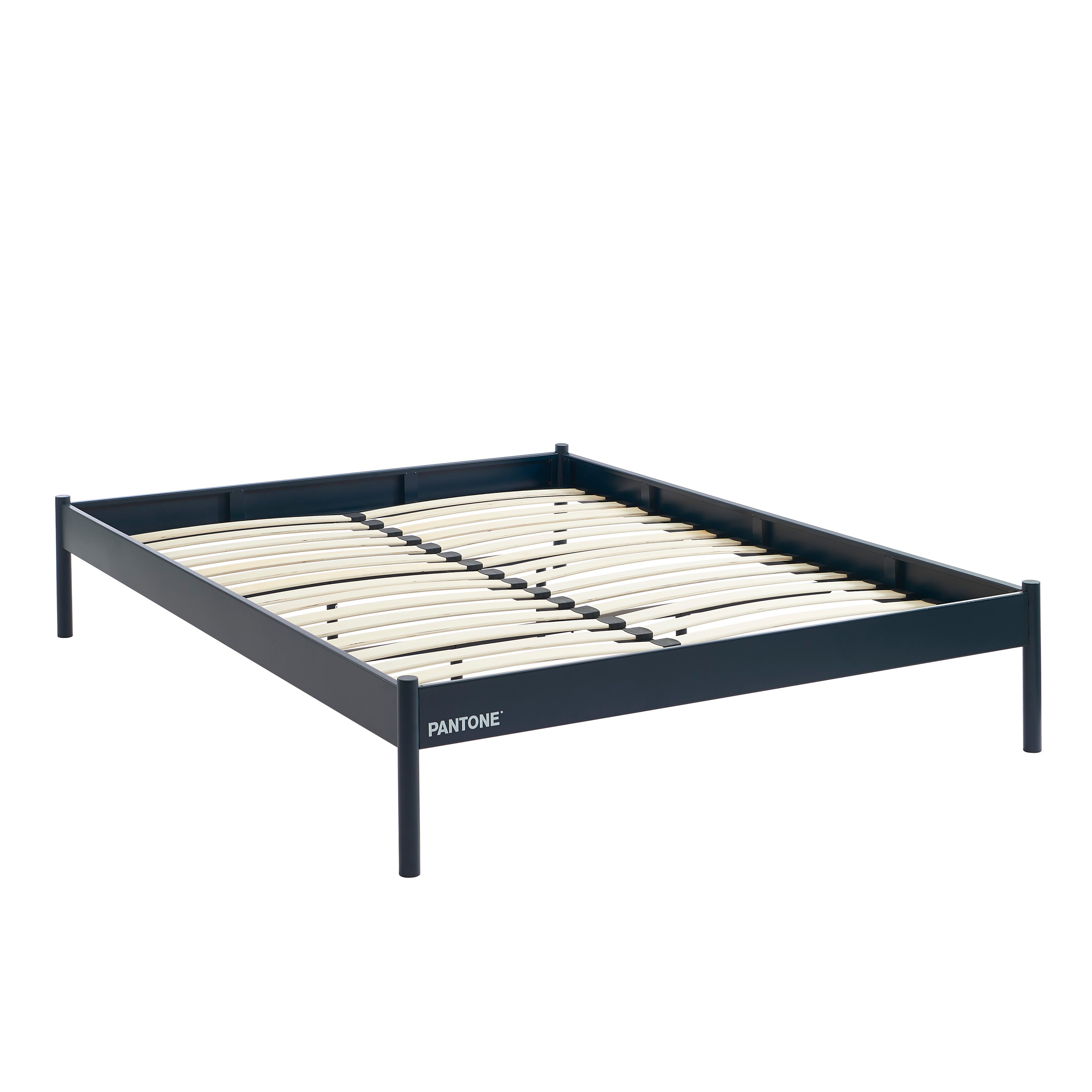 PANTONE® Metal Bed with Slatted Base – Midnight blue