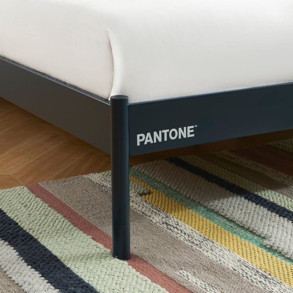 PANTONE® Metal Bed with Slatted Base – Midnight blue