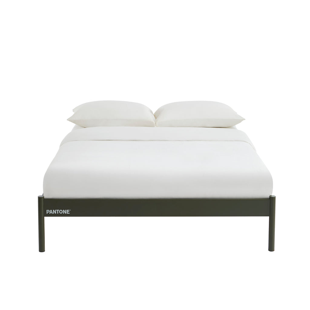 PANTONE® Metal Bed with Slatted Base – Olive green