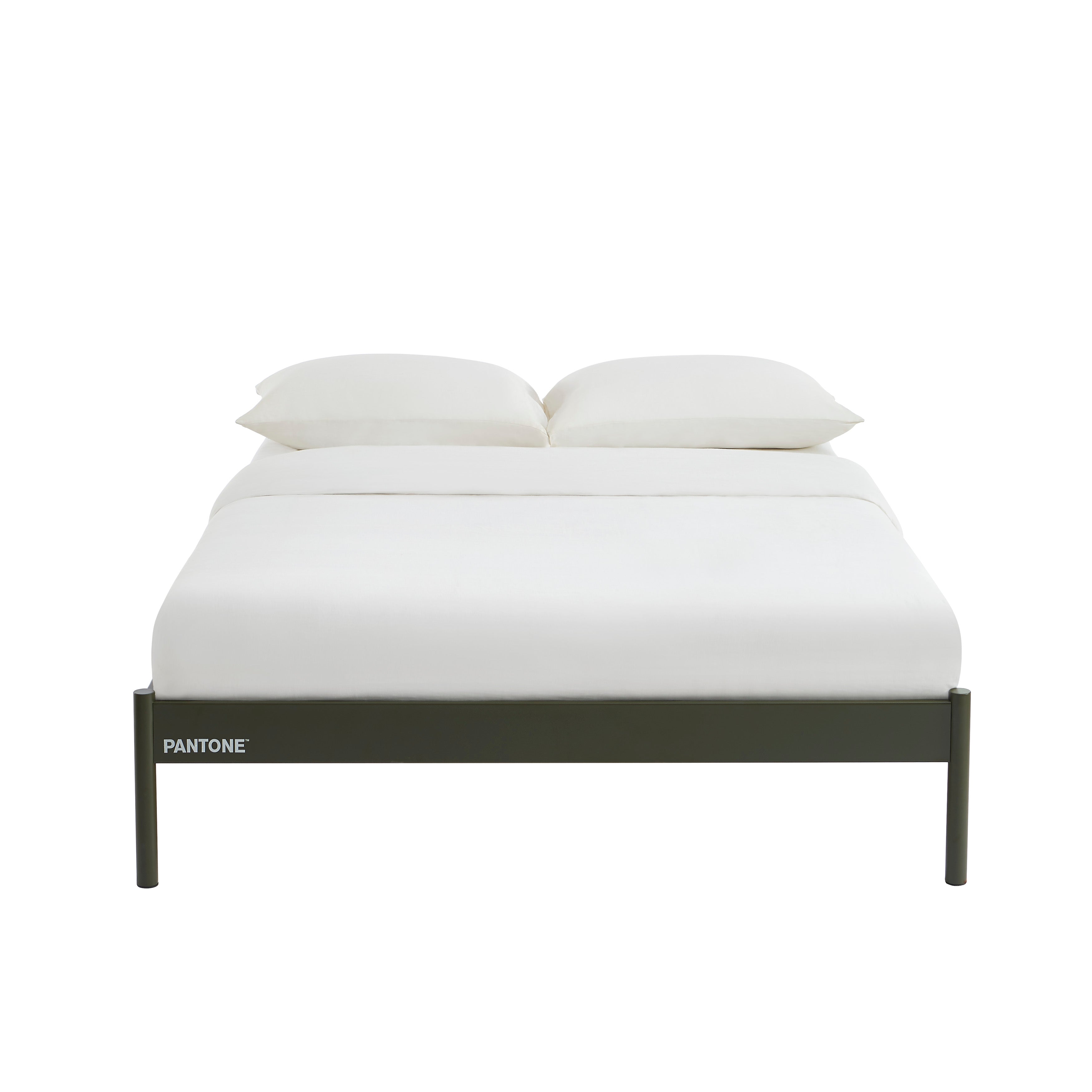 PANTONE® Metal Bed with Slatted Base – Olive green