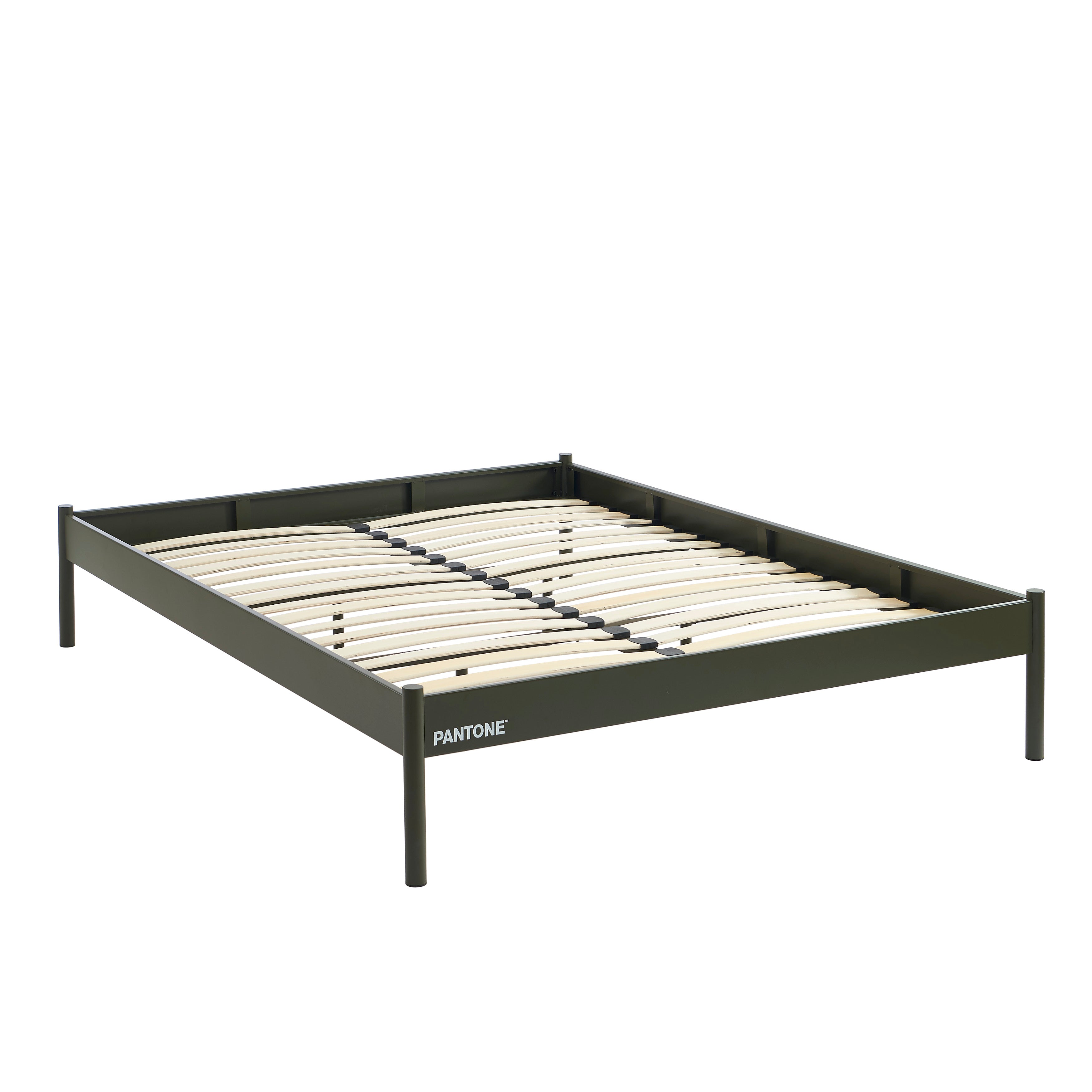 PANTONE® Metal Bed with Slatted Base – Olive green