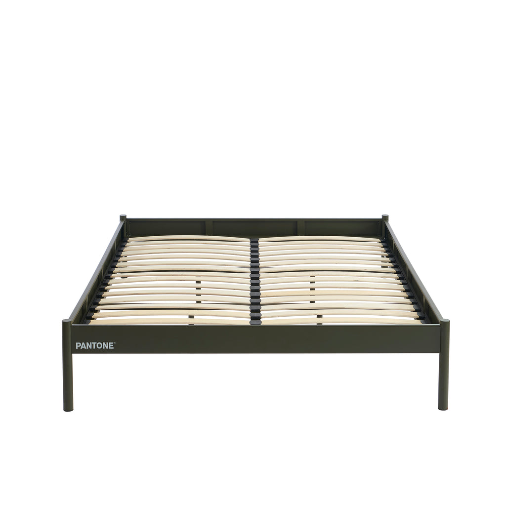 PANTONE® Metal Bed with Slatted Base – Olive green