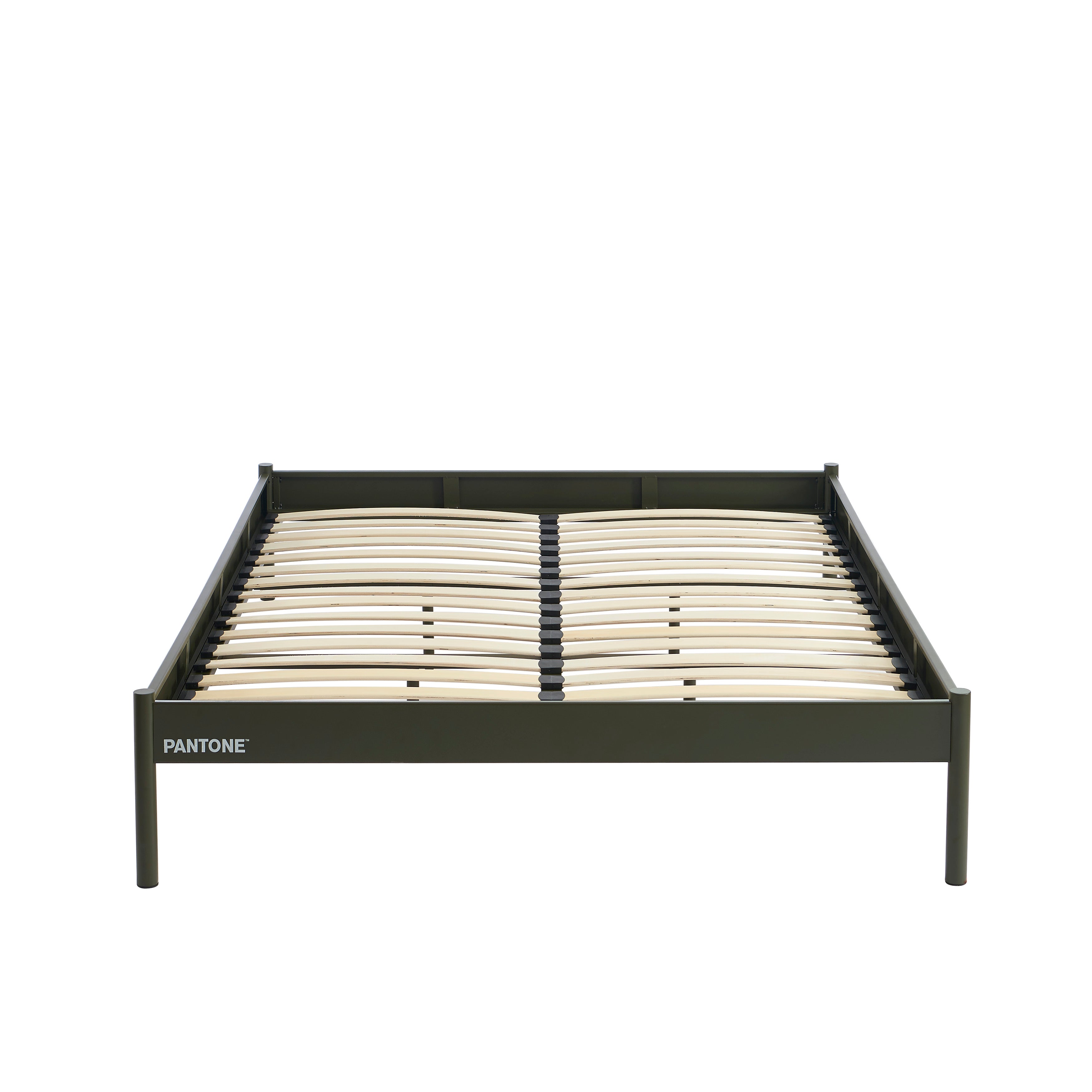 PANTONE® Metal Bed with Slatted Base – Olive green