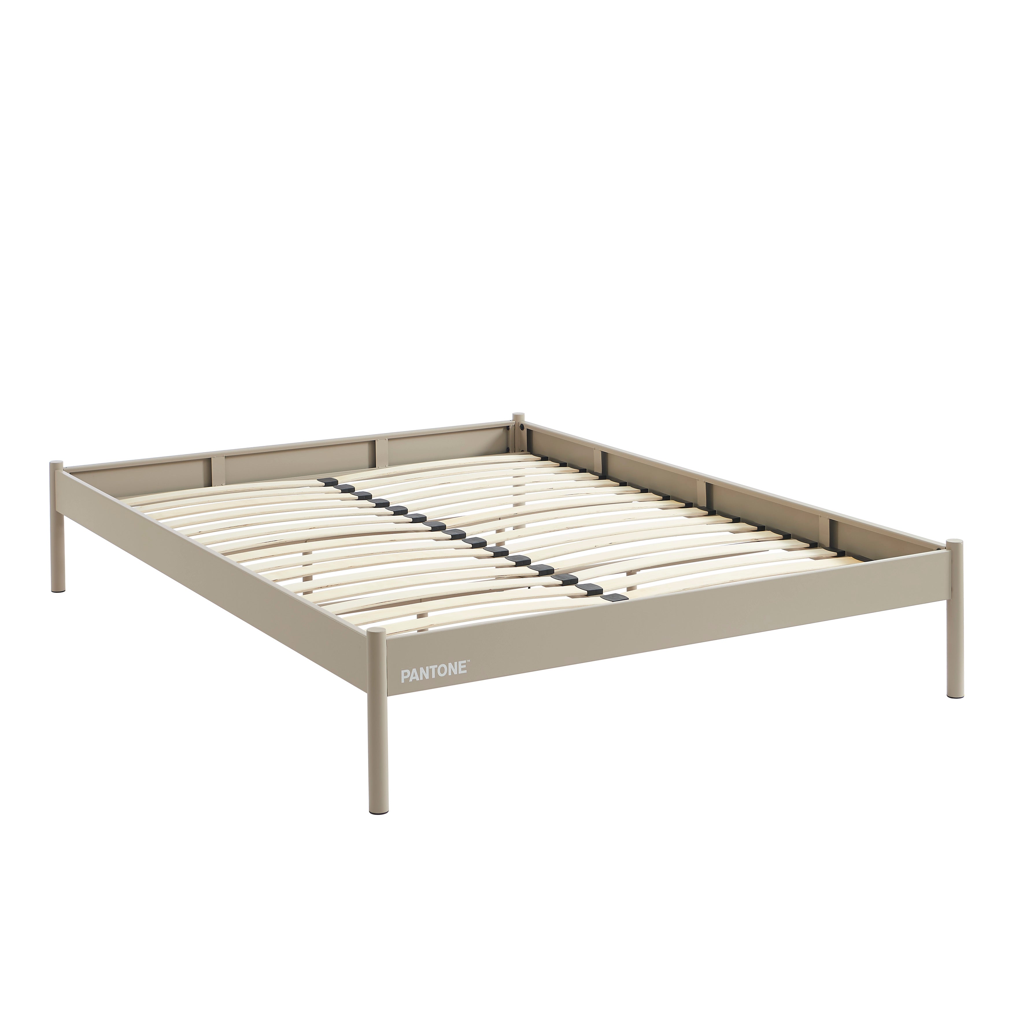 PANTONE® Metal Bed with Slatted Base – Taupe