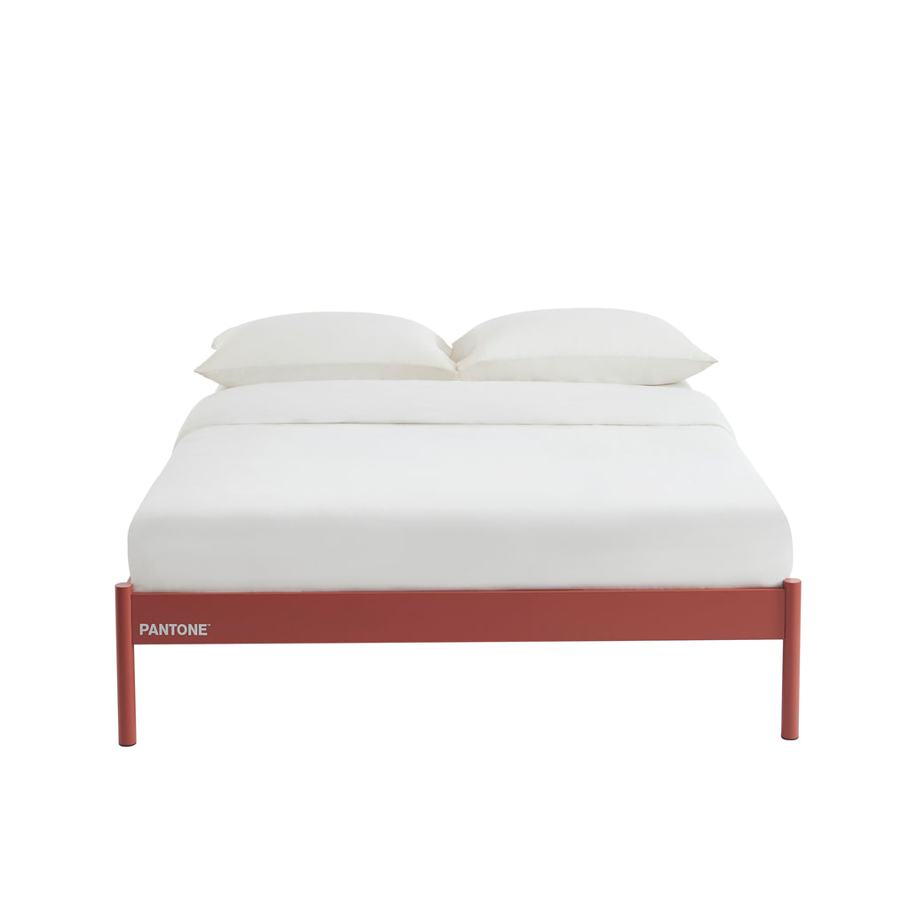 PANTONE® Metal Bed with Slatted Base – Terracotta