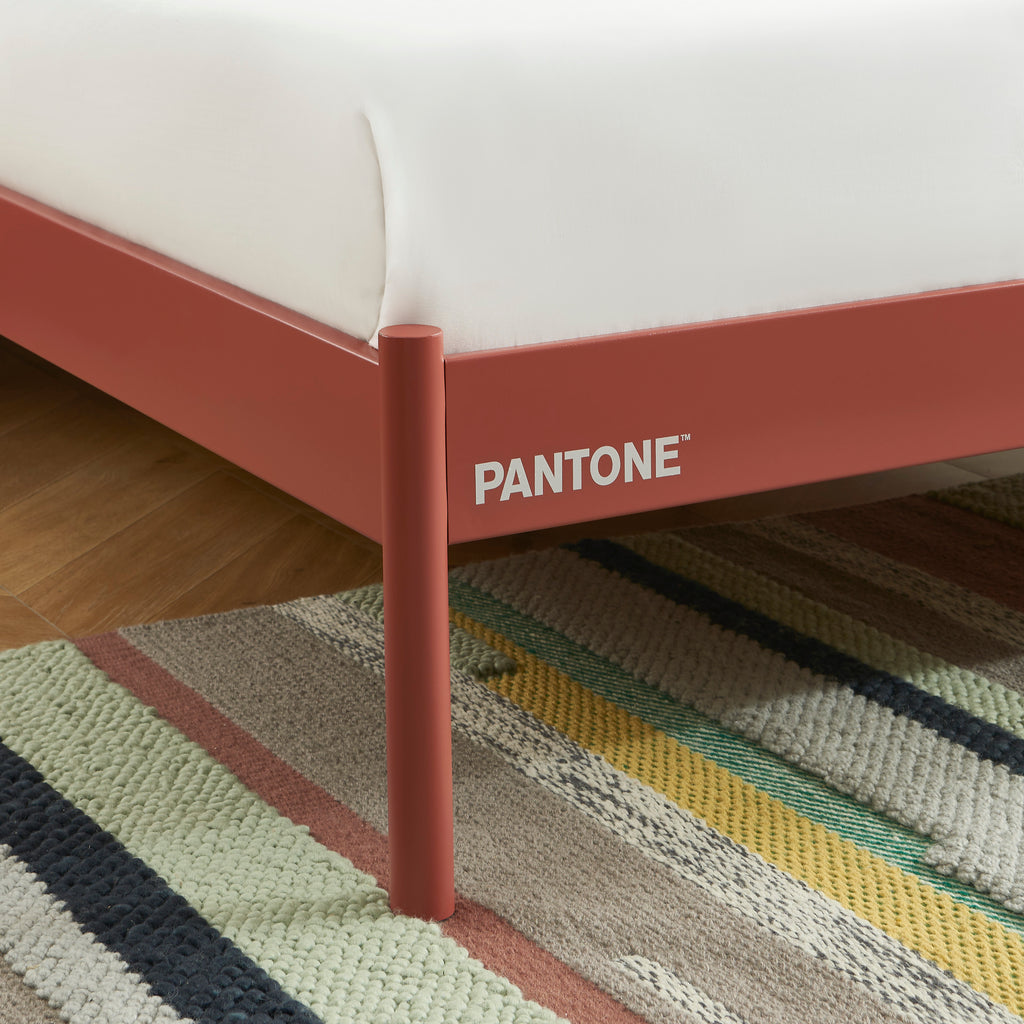 PANTONE® Metal Bed with Slatted Base – Terracotta
