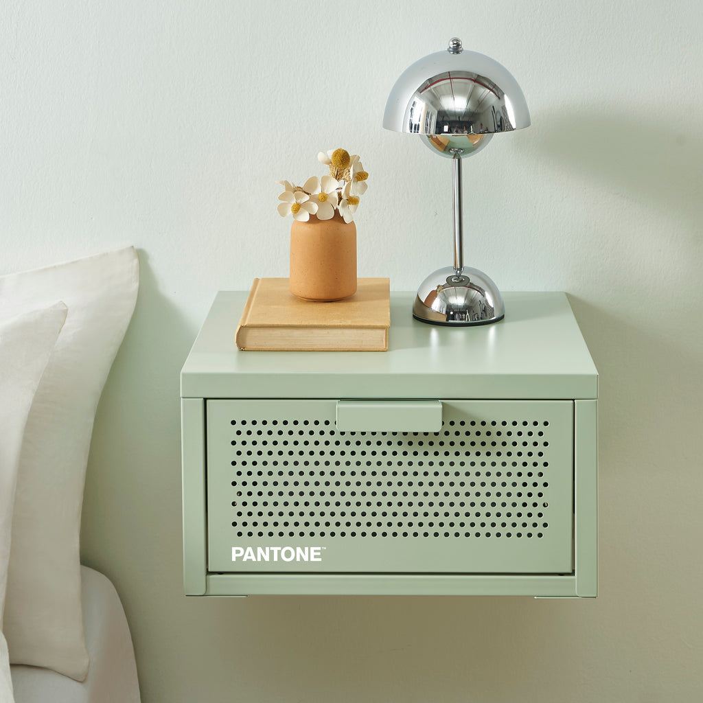 PANTONE® Metal Wall-Mounted Nightstand – Almond green
