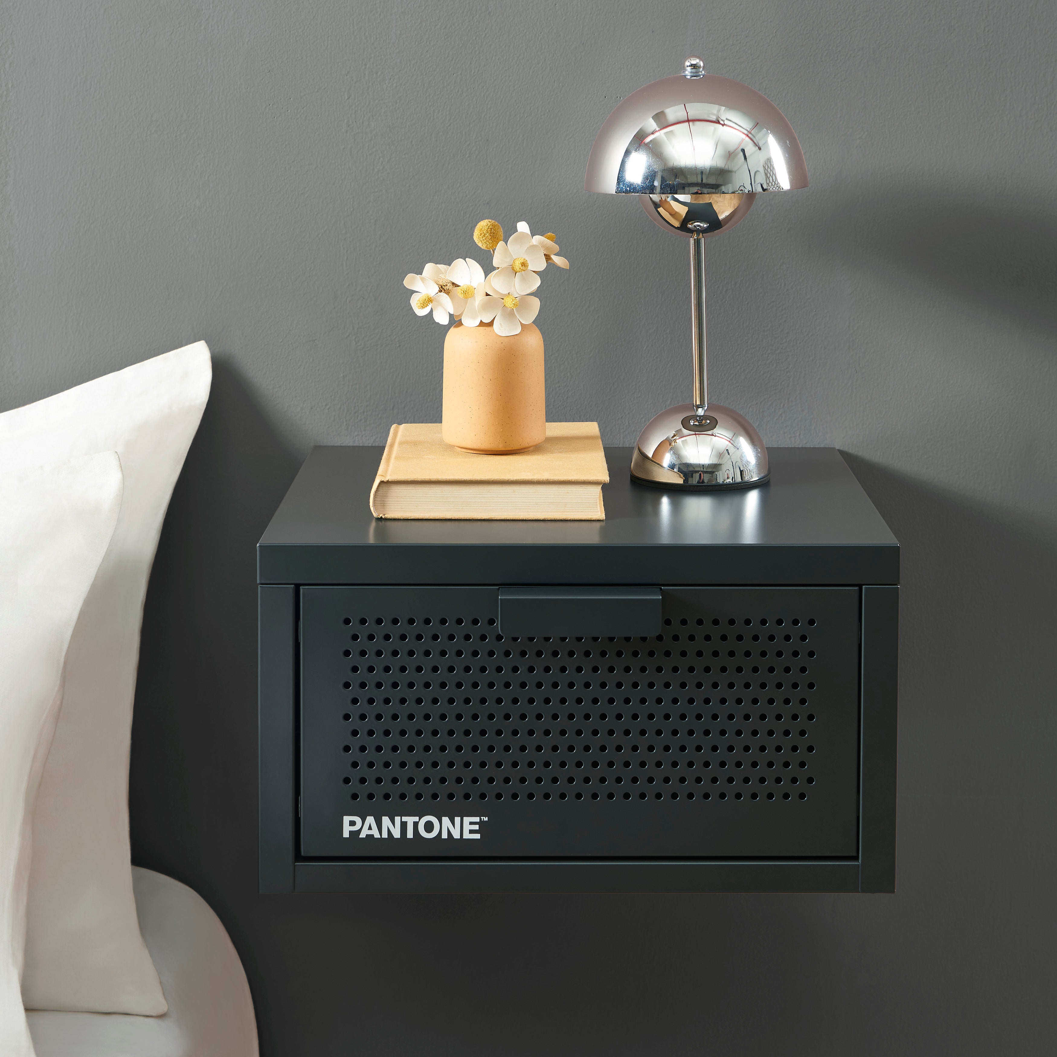 PANTONE® Metal Wall-Mounted Nightstand – Anthracite