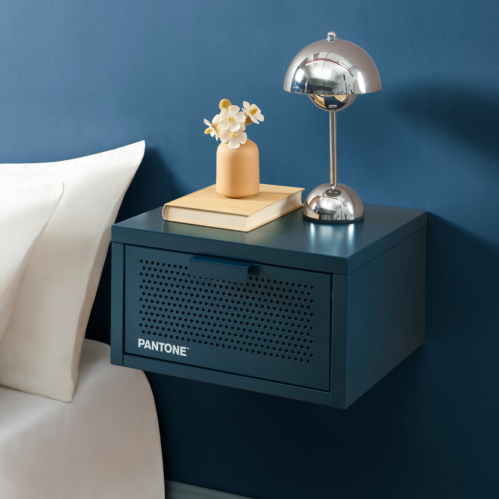 PANTONE® Metal Wall-Mounted Nightstand – Midnight blue
