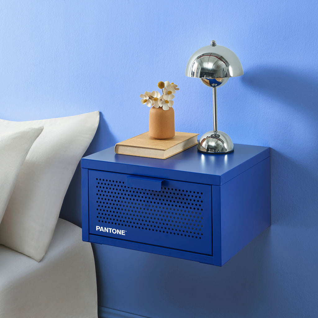 PANTONE® Metal Wall-Mounted Nightstand – Electric blue