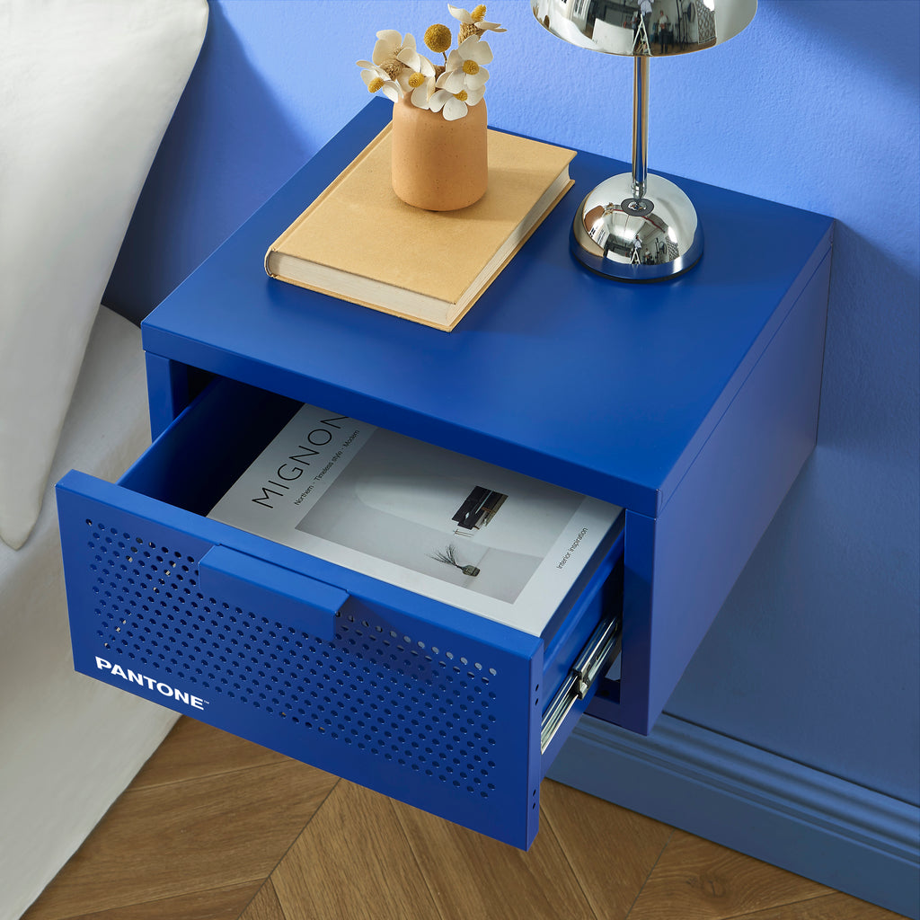 PANTONE® Metal Wall-Mounted Nightstand – Electric blue
